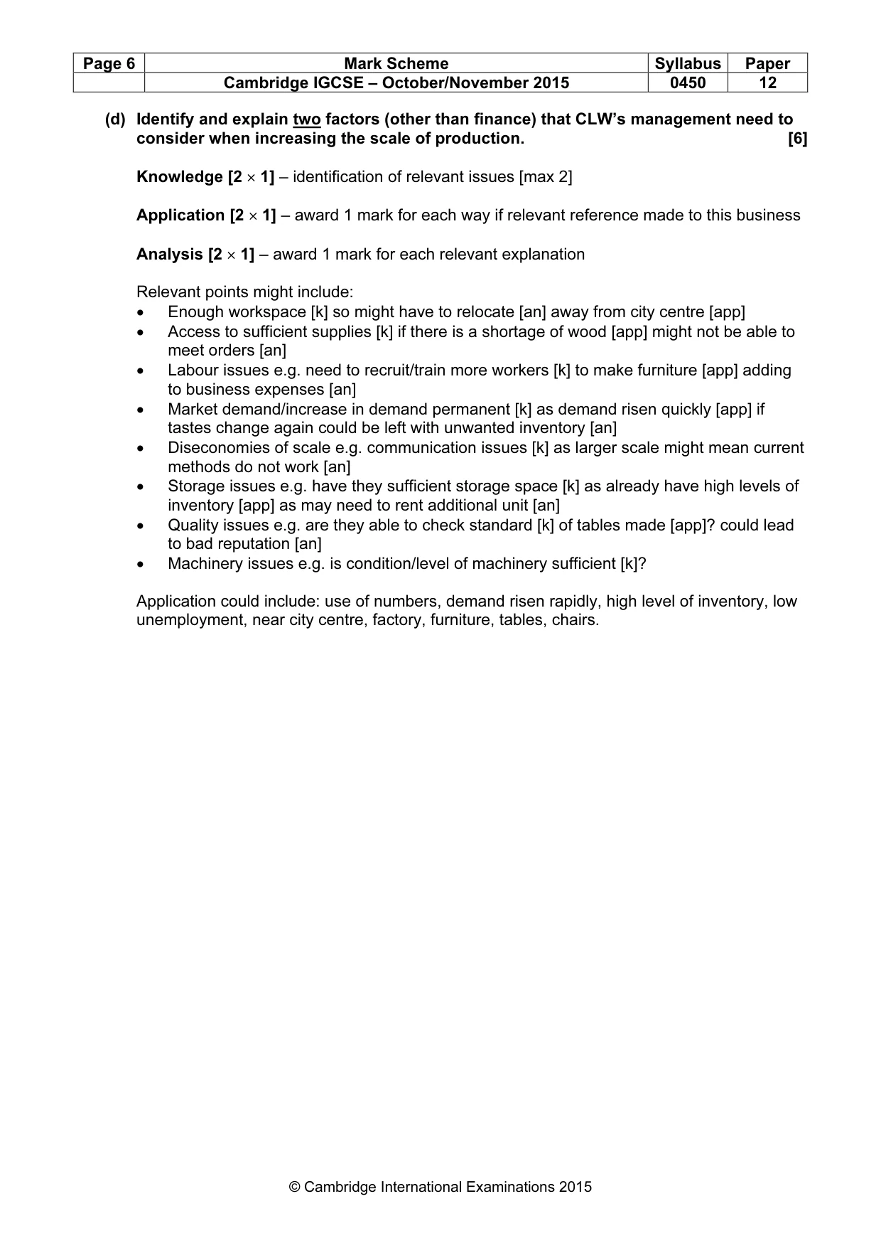 Mark scheme, page 6 of 11