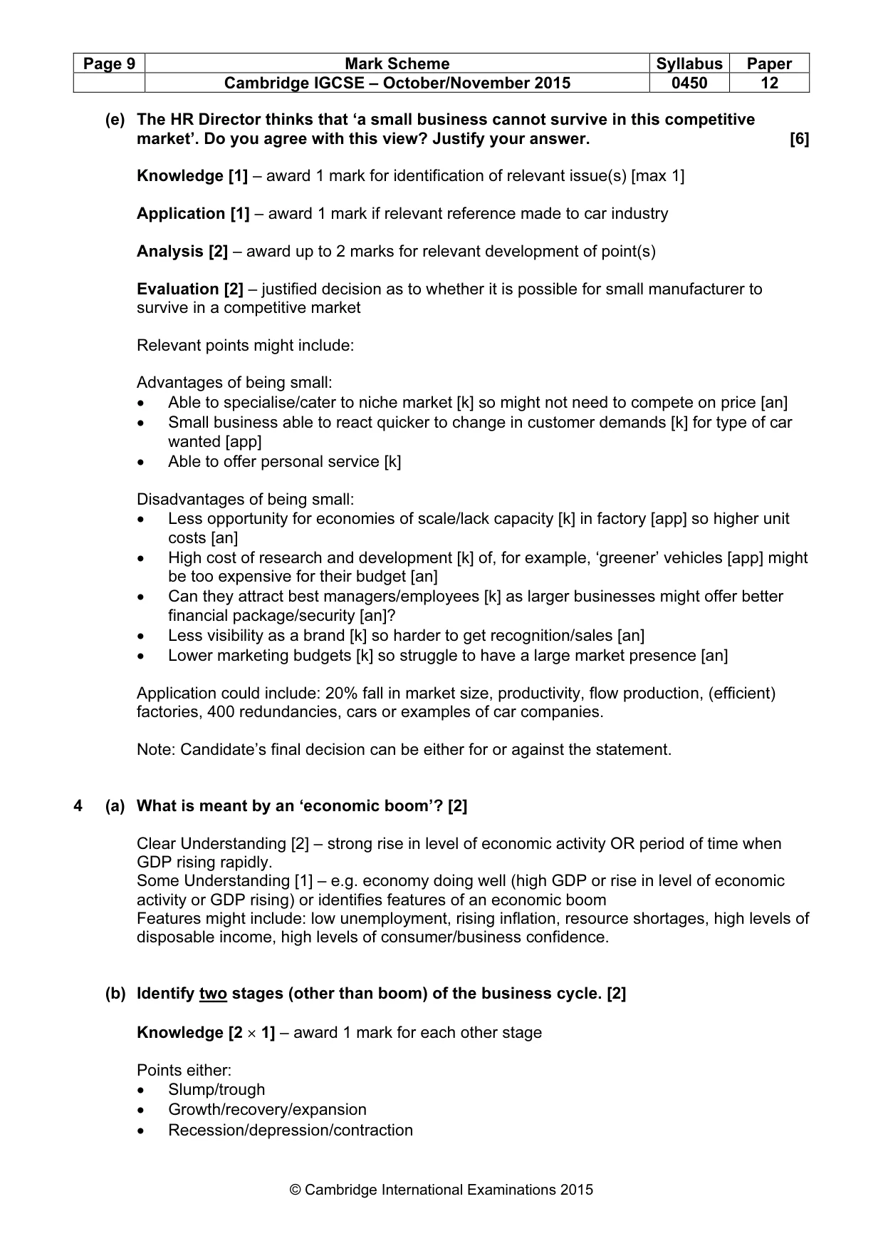 Mark scheme, page 9 of 11
