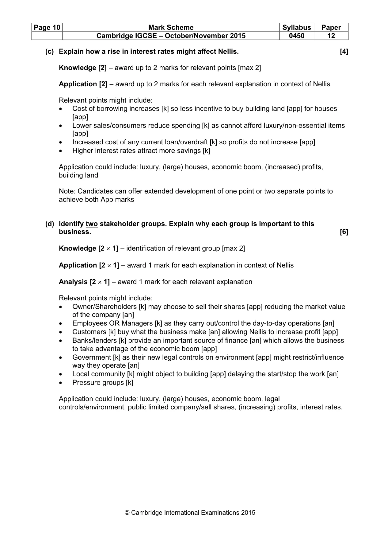 Mark scheme, page 10 of 11