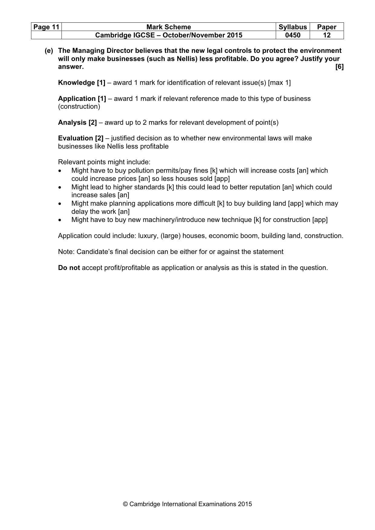 Mark scheme, page 11 of 11