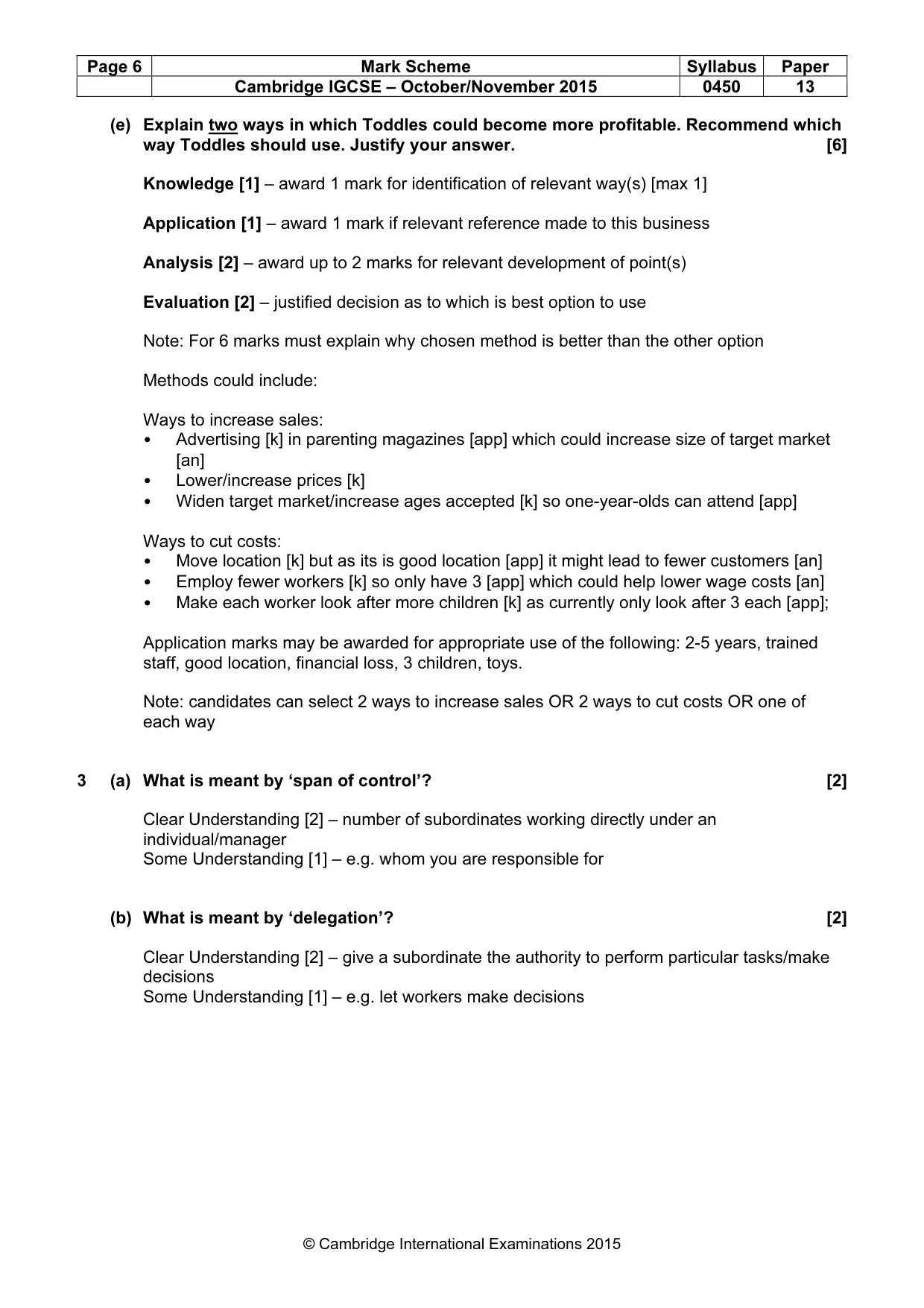 Mark scheme, page 6 of 10