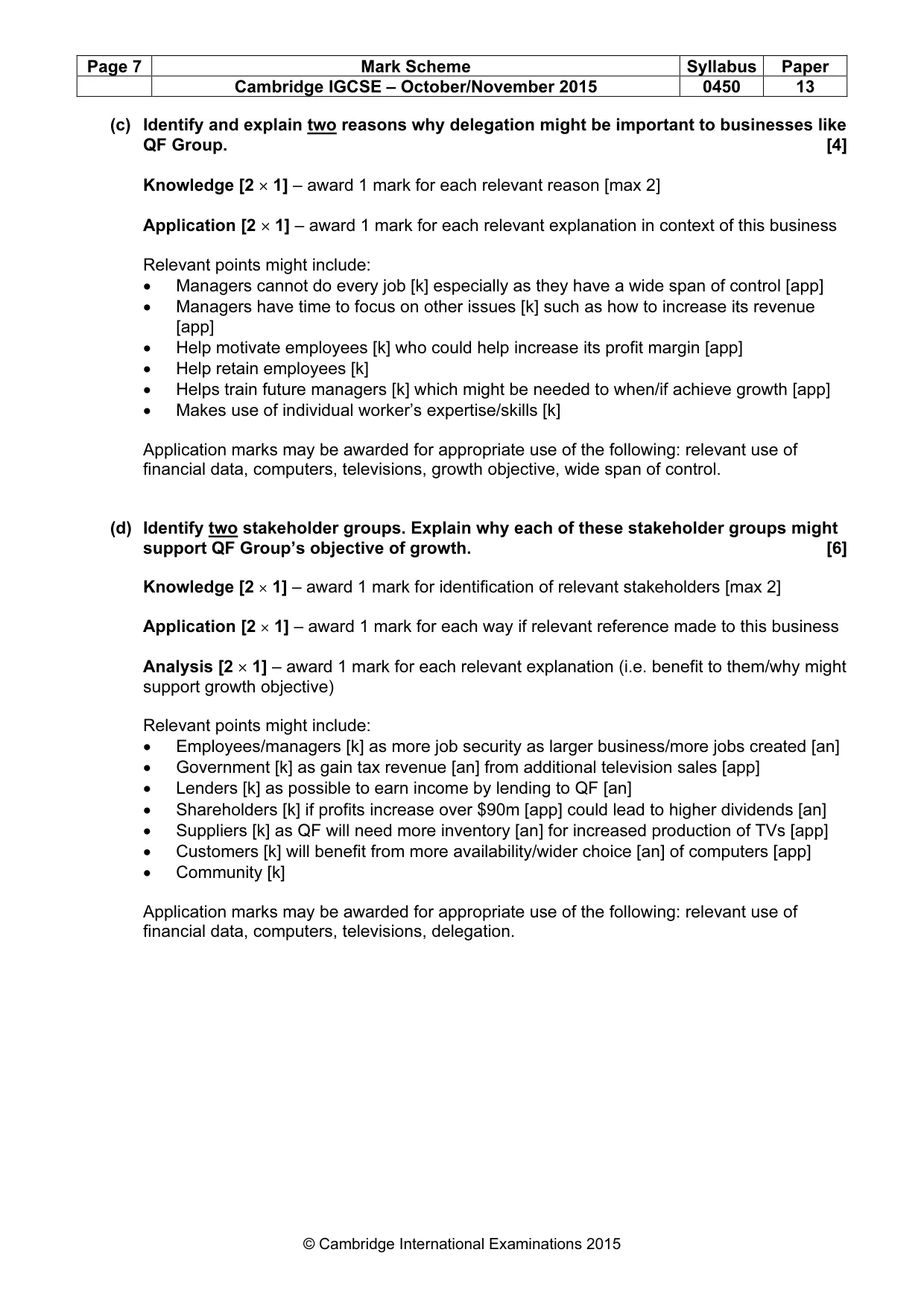 Mark scheme, page 7 of 10