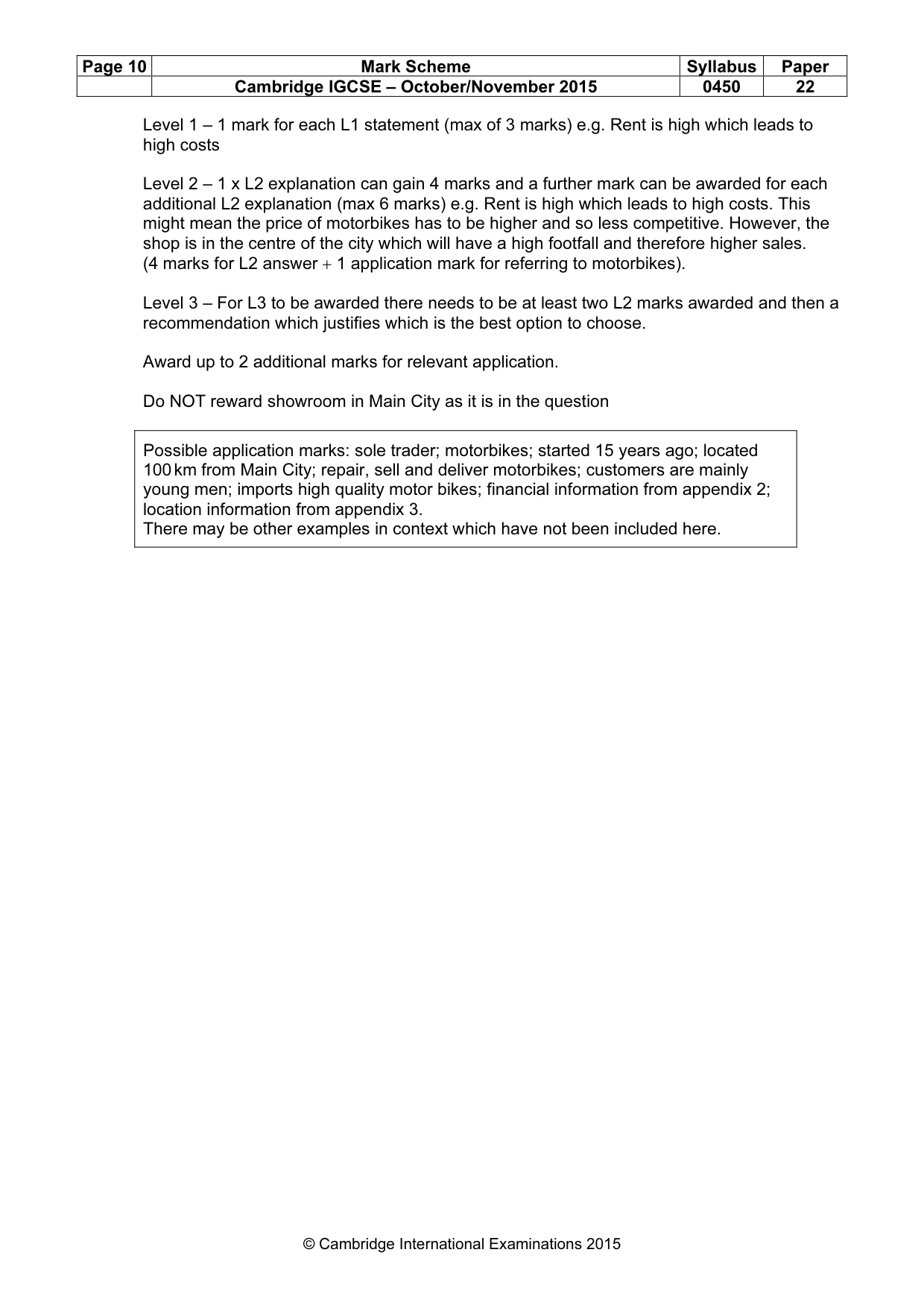Mark scheme, page 10 of 10