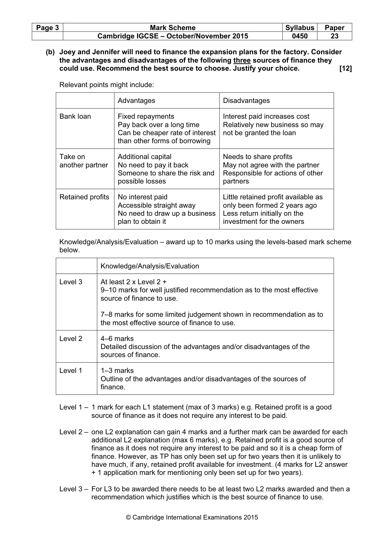 Mark scheme, page 3 of 9