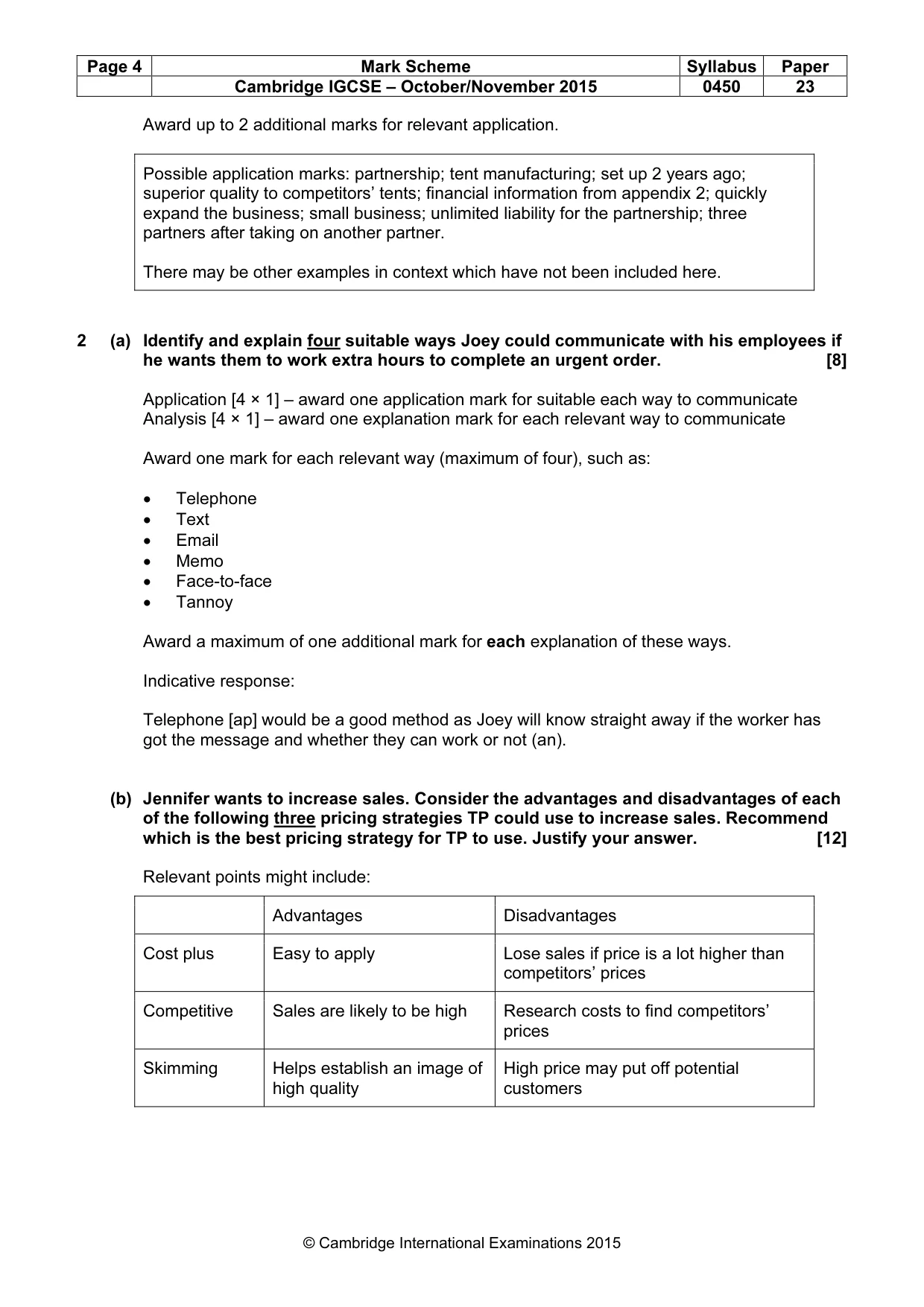Mark scheme, page 4 of 9