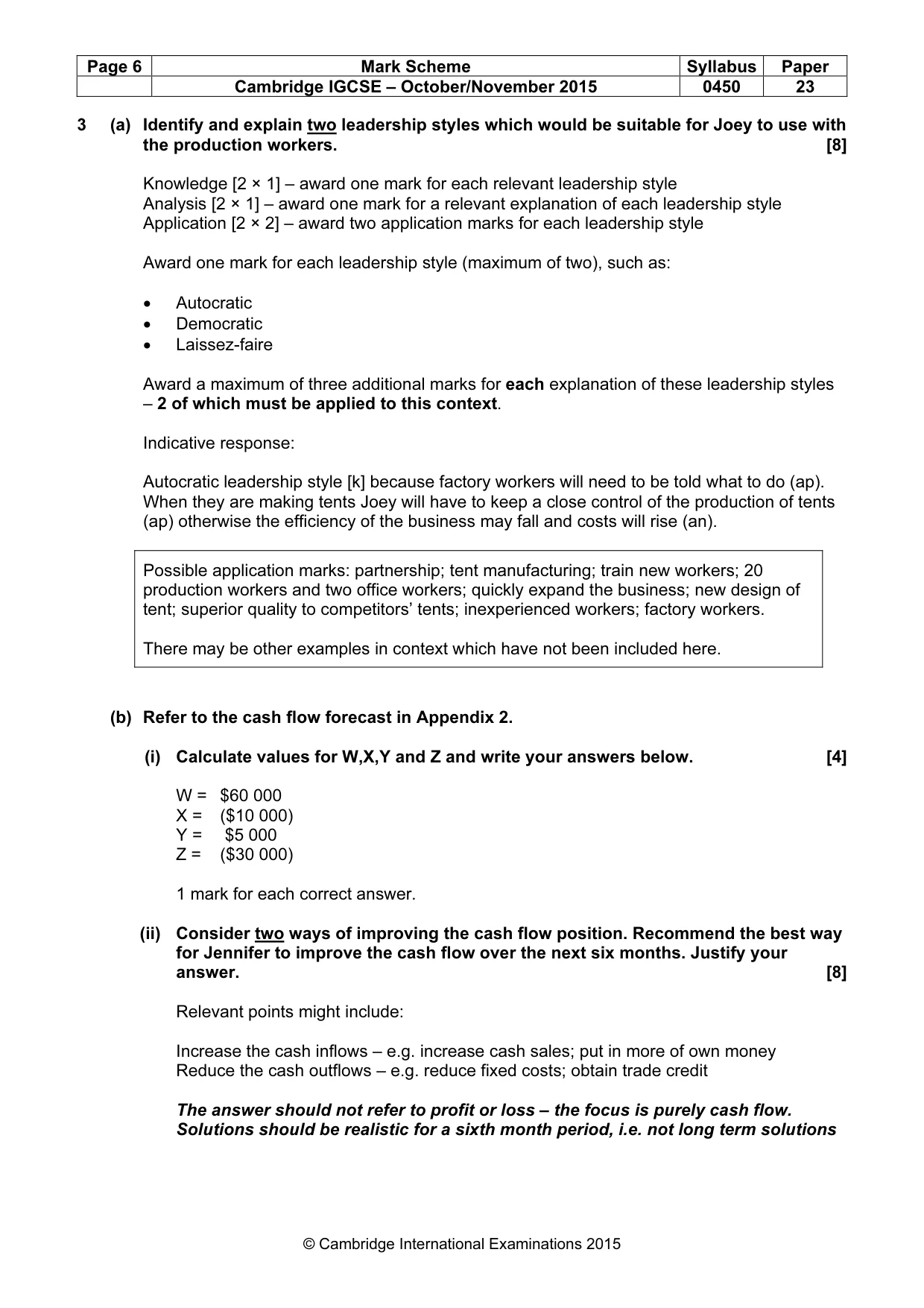 Mark scheme, page 6 of 9