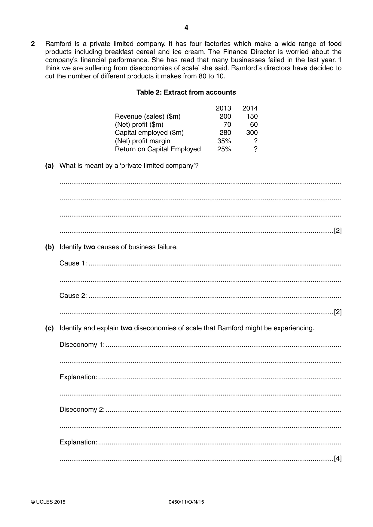 Cambridge IGCSE Business Studies 0450 2015 Oct/Nov Paper 1 · Variant 1 question paper, page 4 of 12