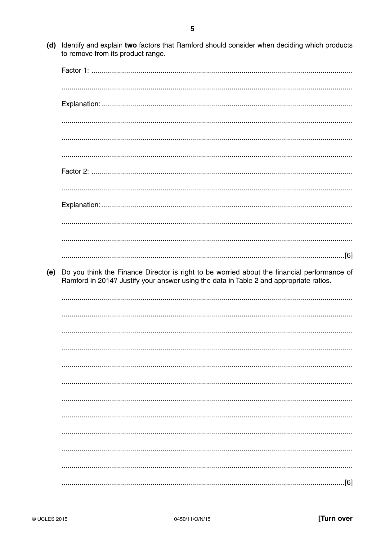 Cambridge IGCSE Business Studies 0450 2015 Oct/Nov Paper 1 · Variant 1 question paper, page 5 of 12