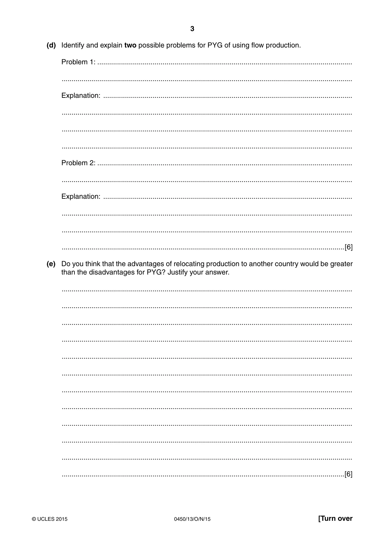 Cambridge IGCSE Business Studies 0450 2015 Oct/Nov Paper 1 · Variant 3 question paper, page 3 of 12