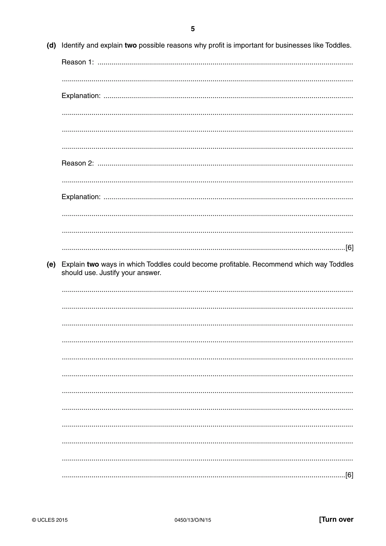 Cambridge IGCSE Business Studies 0450 2015 Oct/Nov Paper 1 · Variant 3 question paper, page 5 of 12