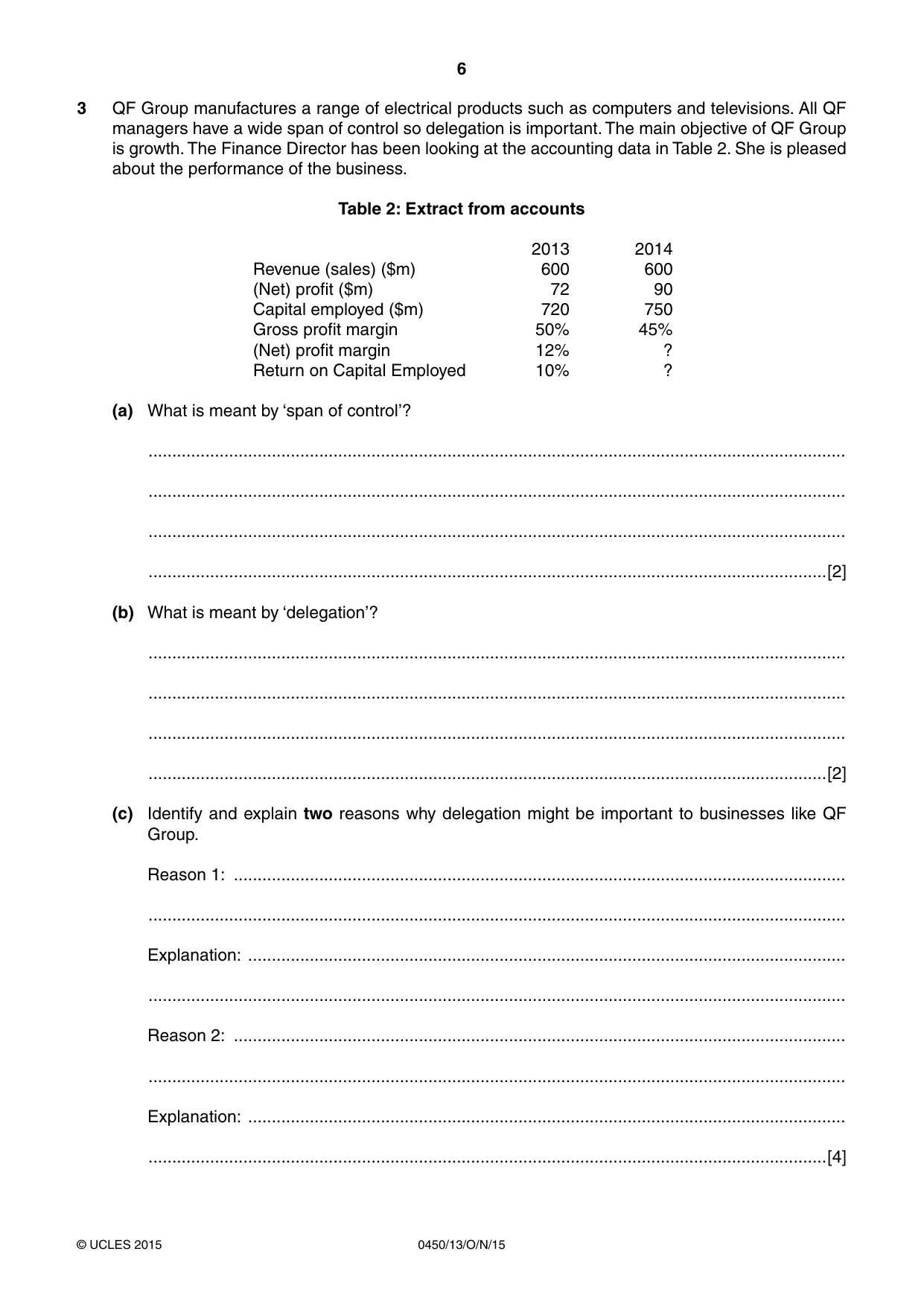 Cambridge IGCSE Business Studies 0450 2015 Oct/Nov Paper 1 · Variant 3 question paper, page 6 of 12