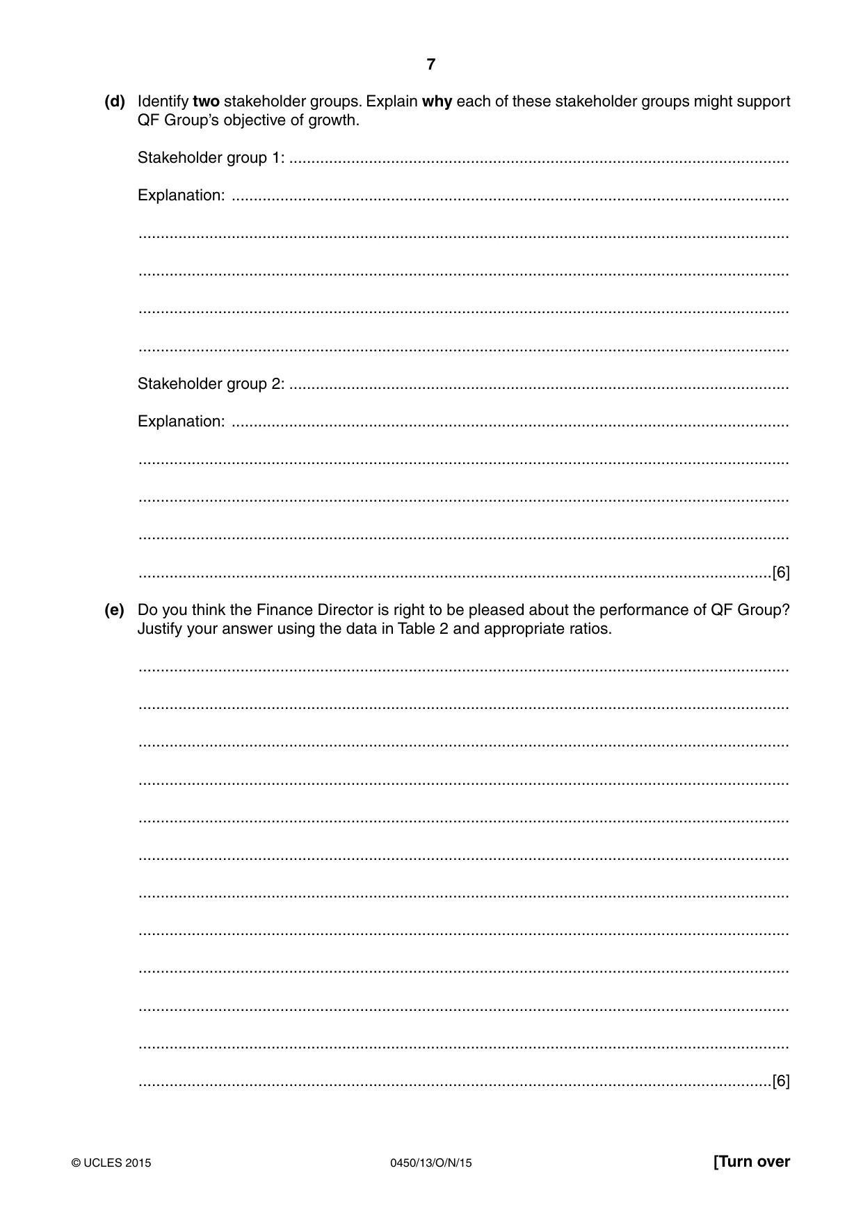 Cambridge IGCSE Business Studies 0450 2015 Oct/Nov Paper 1 · Variant 3 question paper, page 7 of 12