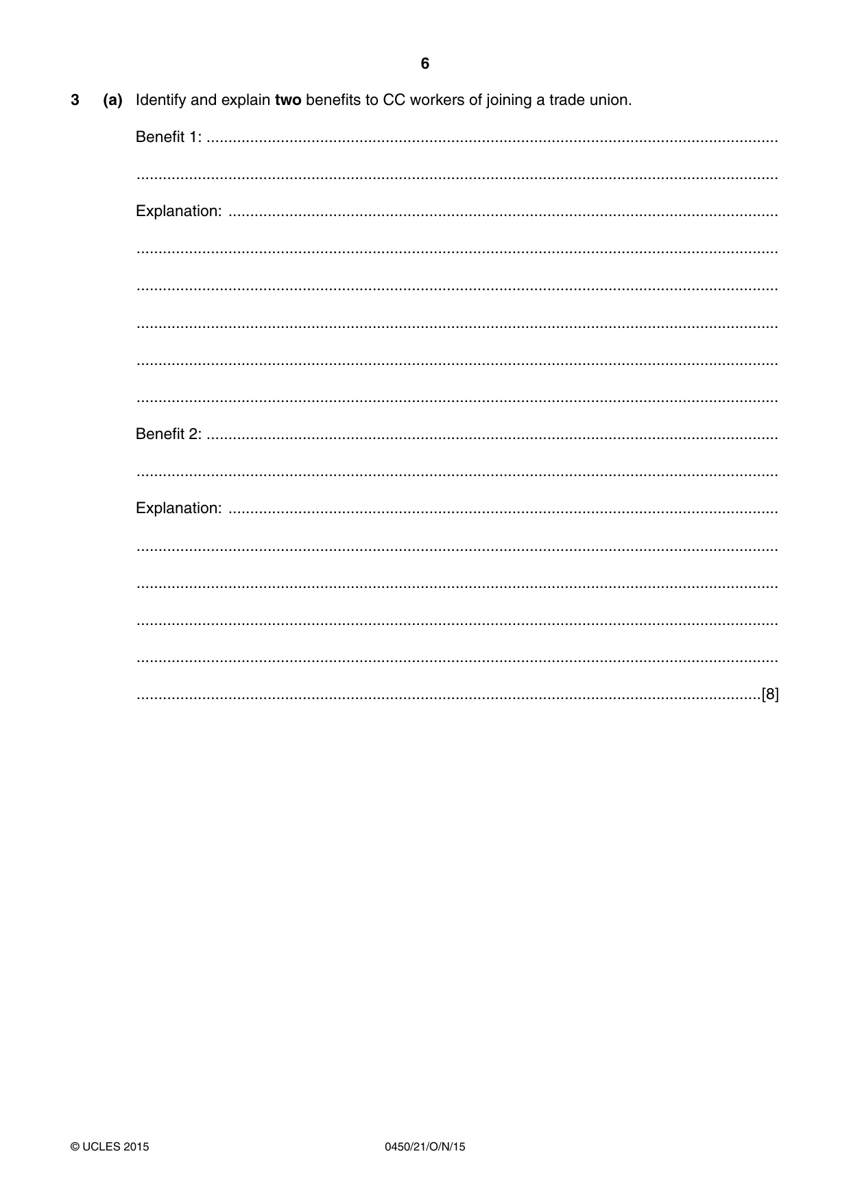 Cambridge IGCSE Business Studies 0450 2015 Oct/Nov Paper 2 · Variant 1 question paper, page 6 of 12