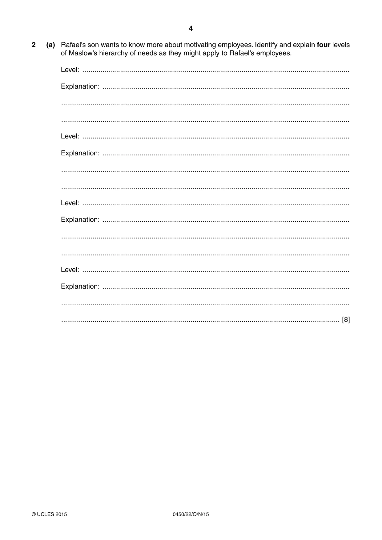 Cambridge IGCSE Business Studies 0450 2015 Oct/Nov Paper 2 · Variant 2 question paper, page 4 of 12