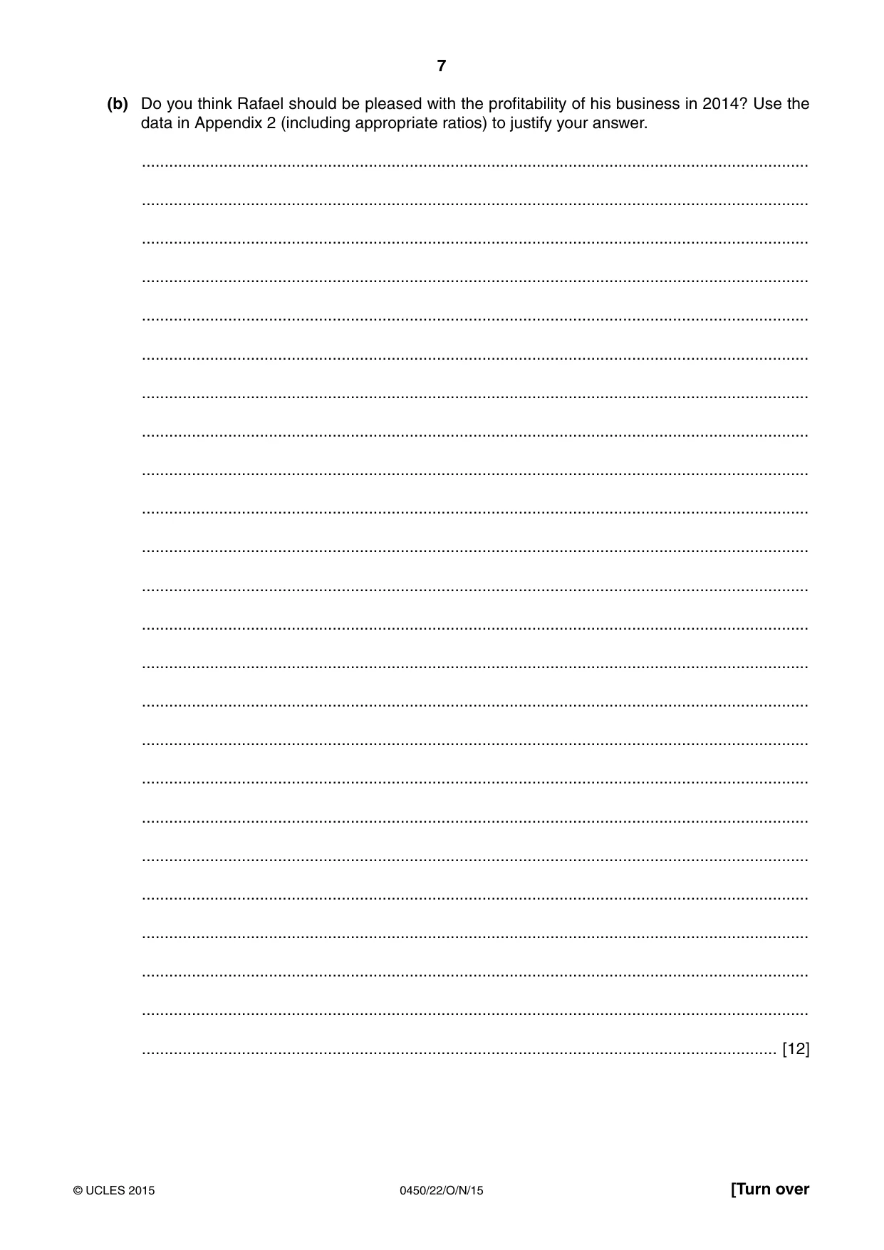 Cambridge IGCSE Business Studies 0450 2015 Oct/Nov Paper 2 · Variant 2 question paper, page 7 of 12
