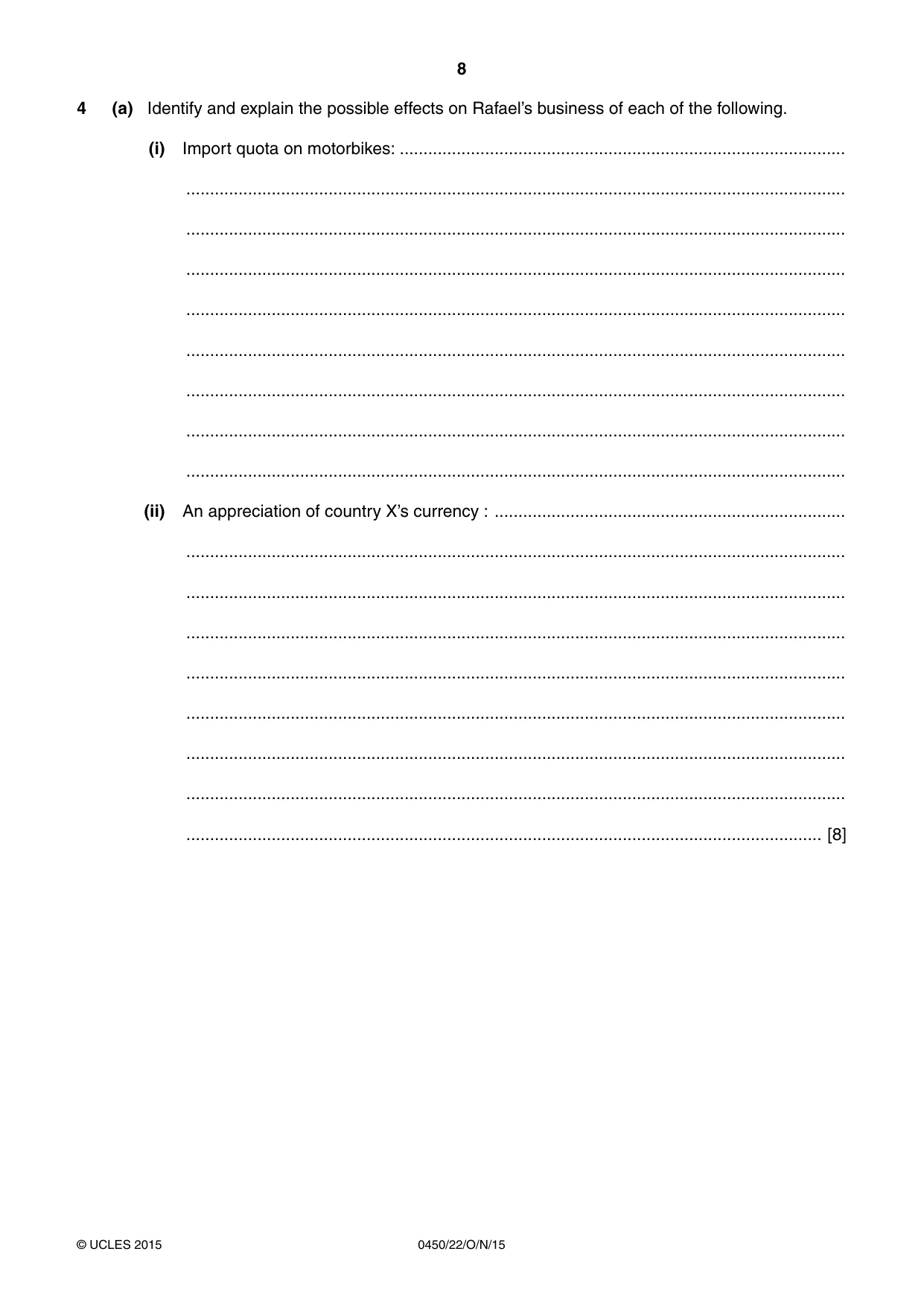 Cambridge IGCSE Business Studies 0450 2015 Oct/Nov Paper 2 · Variant 2 question paper, page 8 of 12