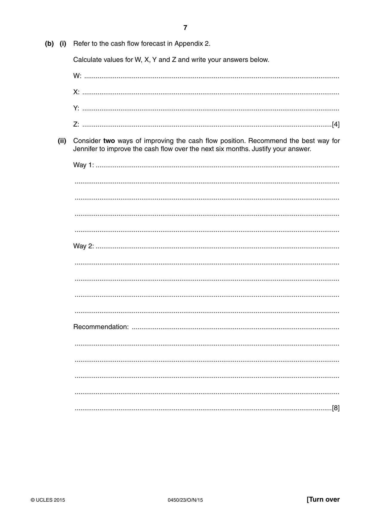 Cambridge IGCSE Business Studies 0450 2015 Oct/Nov Paper 2 · Variant 3 question paper, page 7 of 12