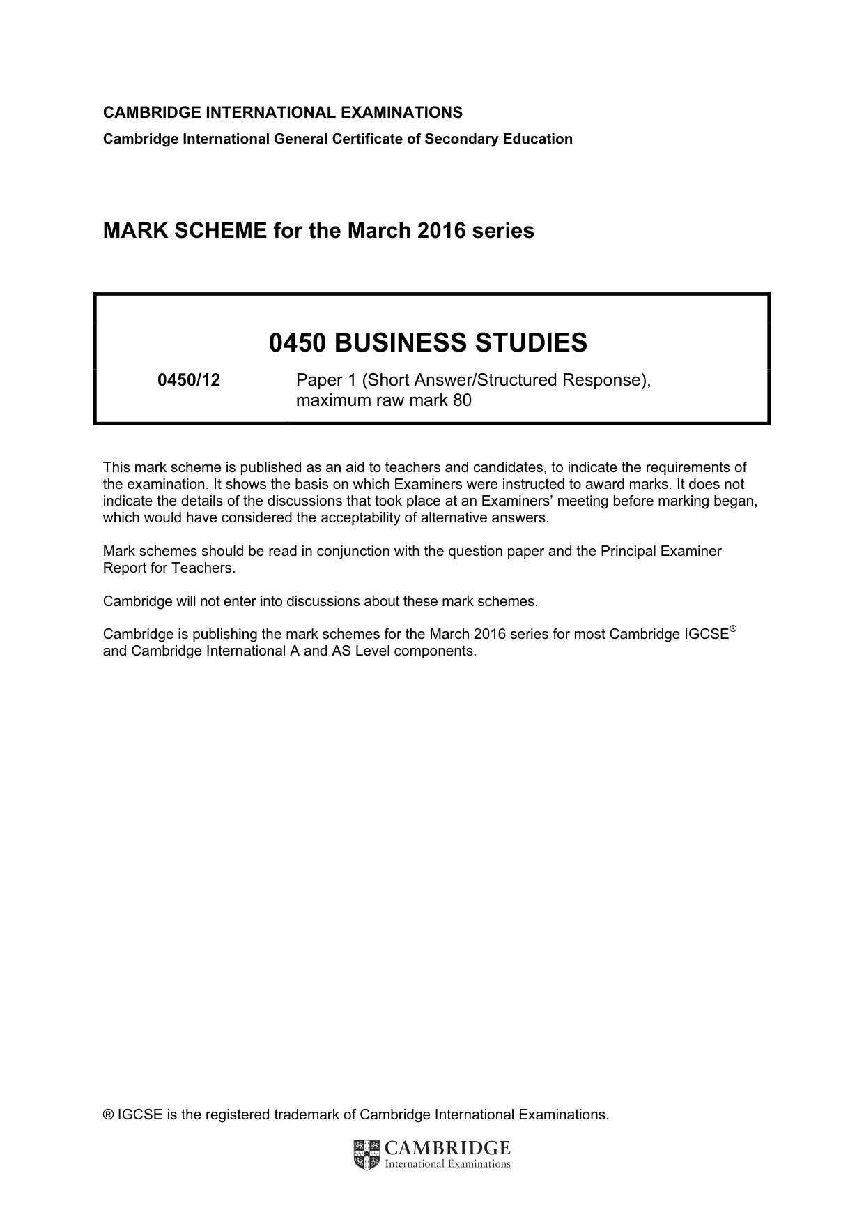 Mark scheme, page 1 of 9