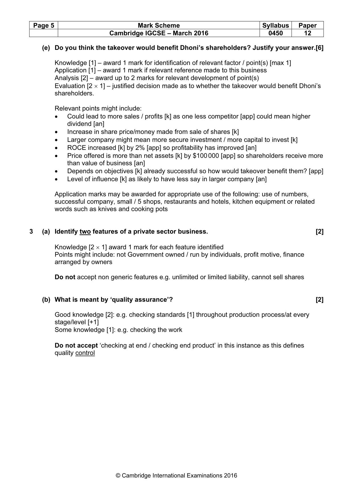 Mark scheme, page 5 of 9