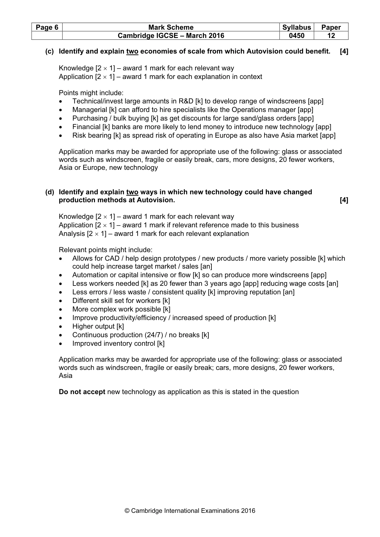 Mark scheme, page 6 of 9