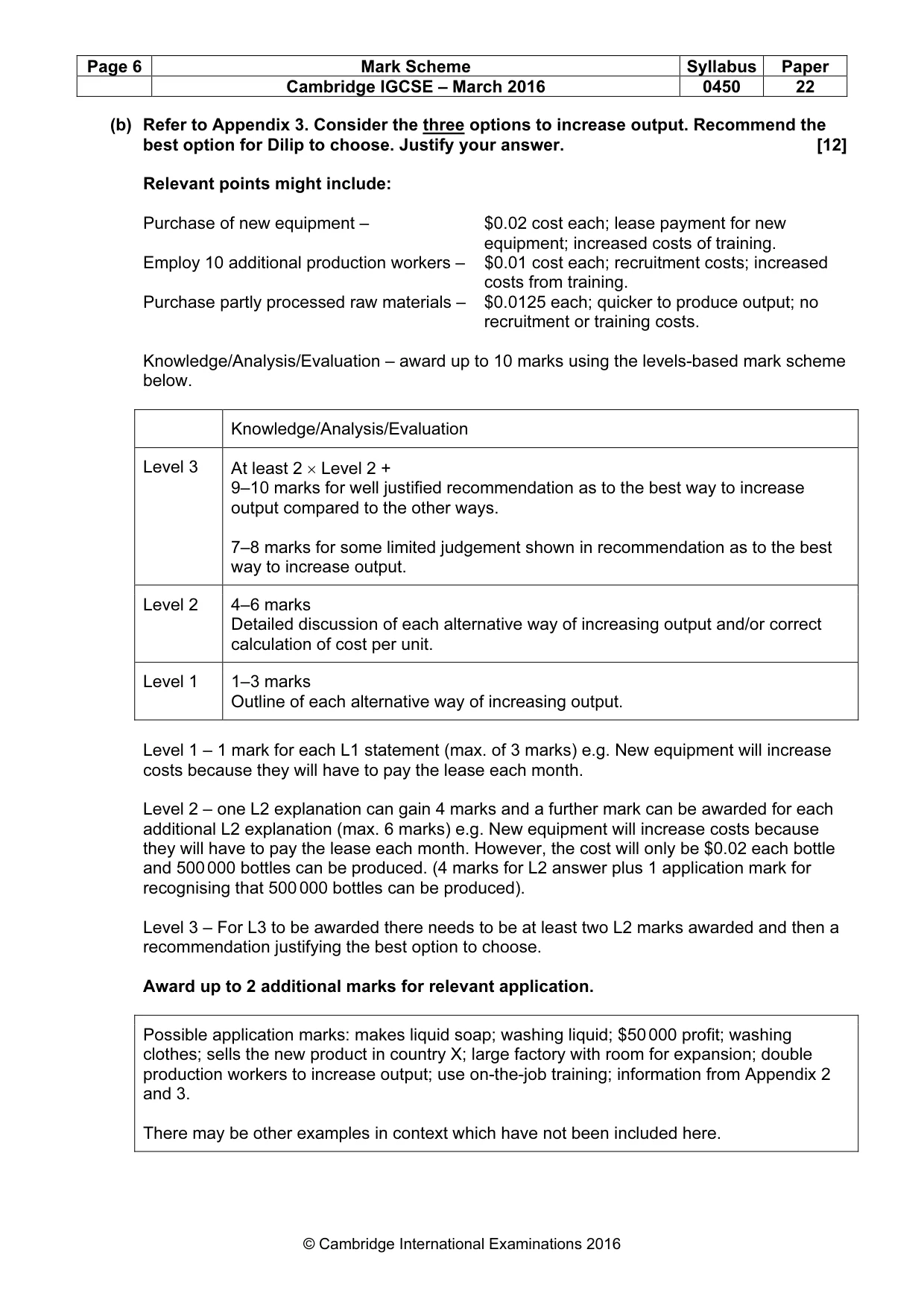 Mark scheme, page 6 of 10
