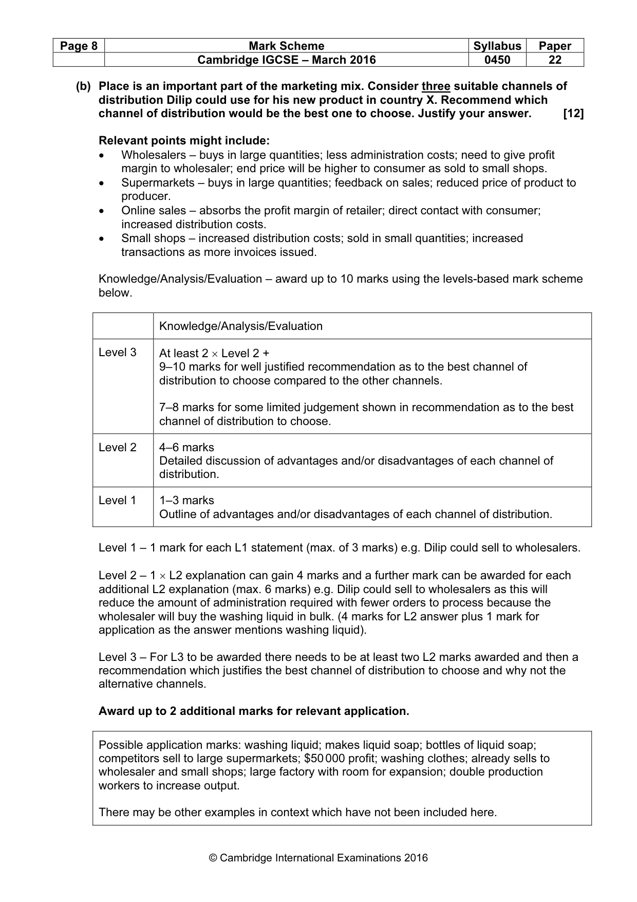 Mark scheme, page 8 of 10