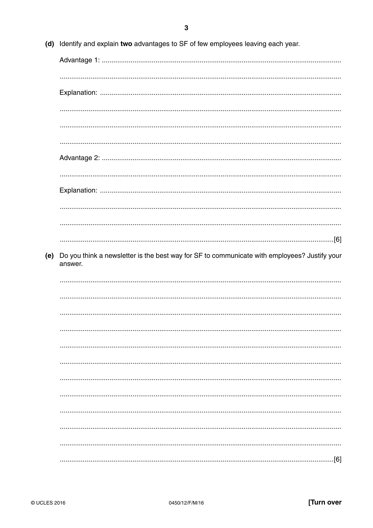 Cambridge IGCSE Business Studies 0450 2016 Feb/March Paper 1 · Variant 2 question paper, page 3 of 12