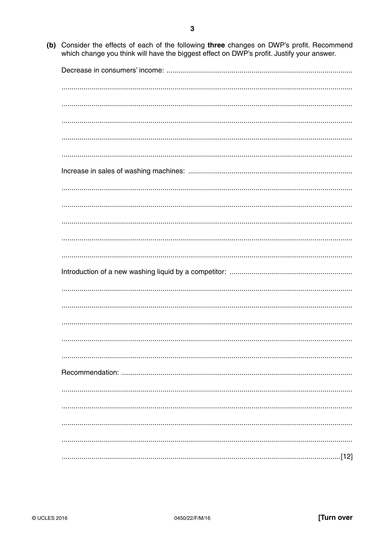 Cambridge IGCSE Business Studies 0450 2016 Feb/March Paper 2 · Variant 2 question paper, page 3 of 12