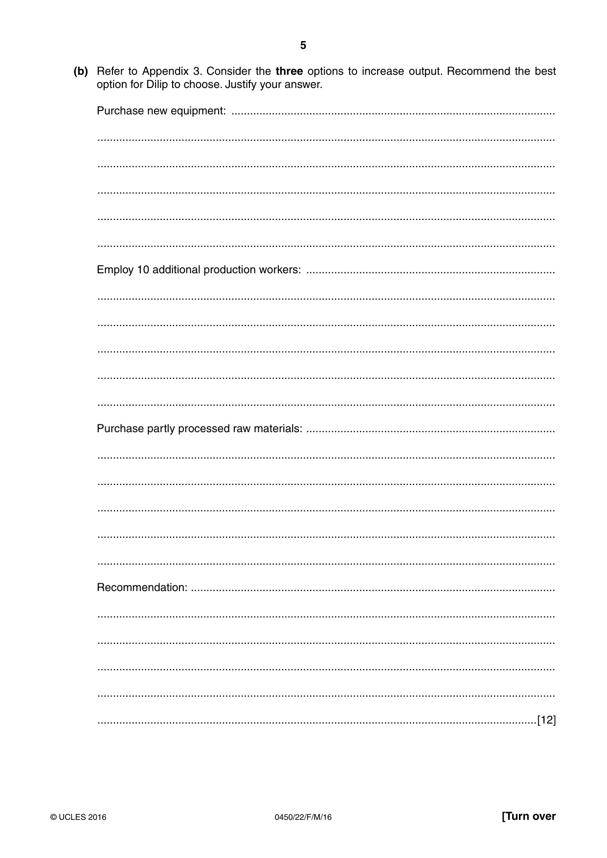 Cambridge IGCSE Business Studies 0450 2016 Feb/March Paper 2 · Variant 2 question paper, page 5 of 12