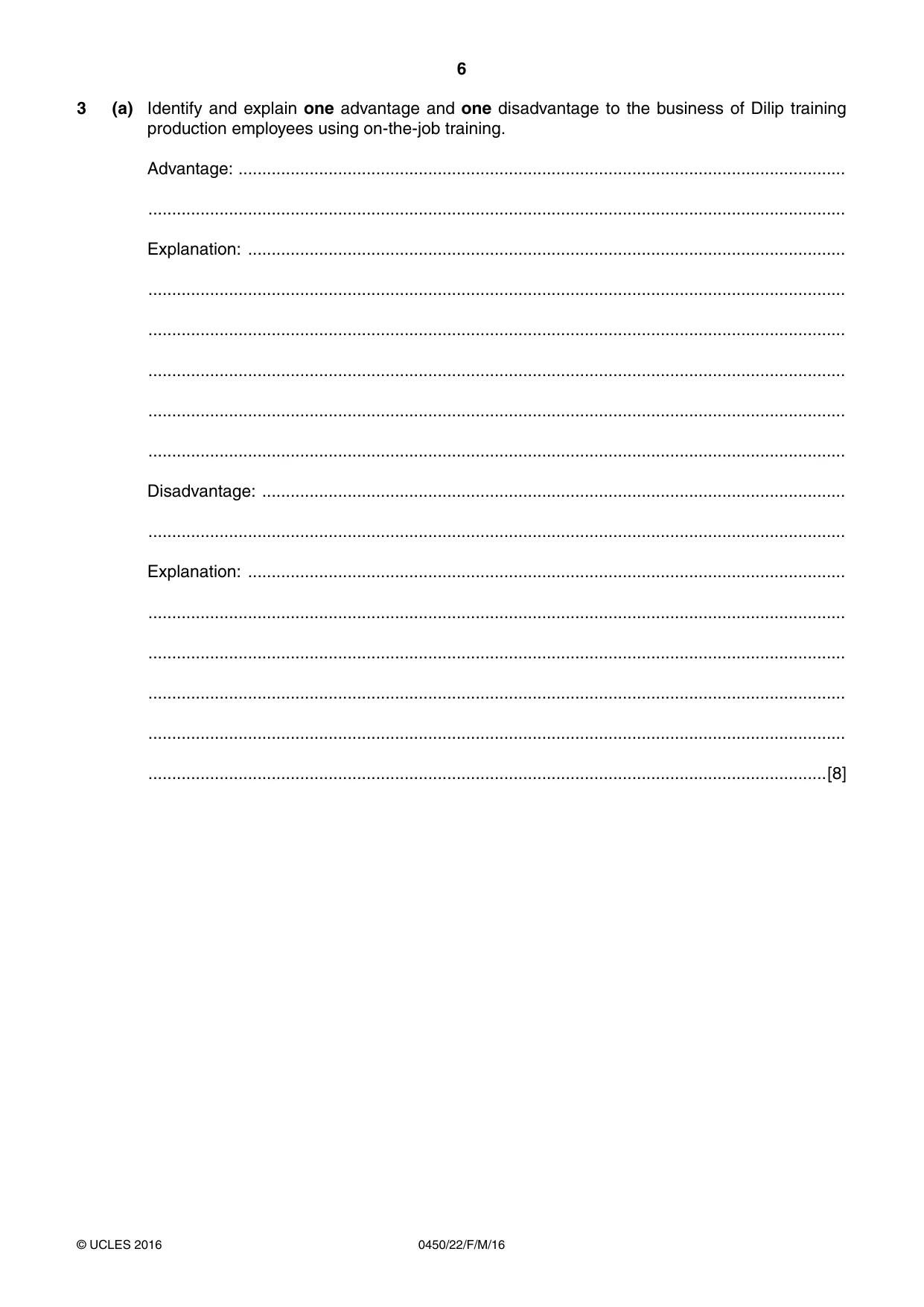 Cambridge IGCSE Business Studies 0450 2016 Feb/March Paper 2 · Variant 2 question paper, page 6 of 12