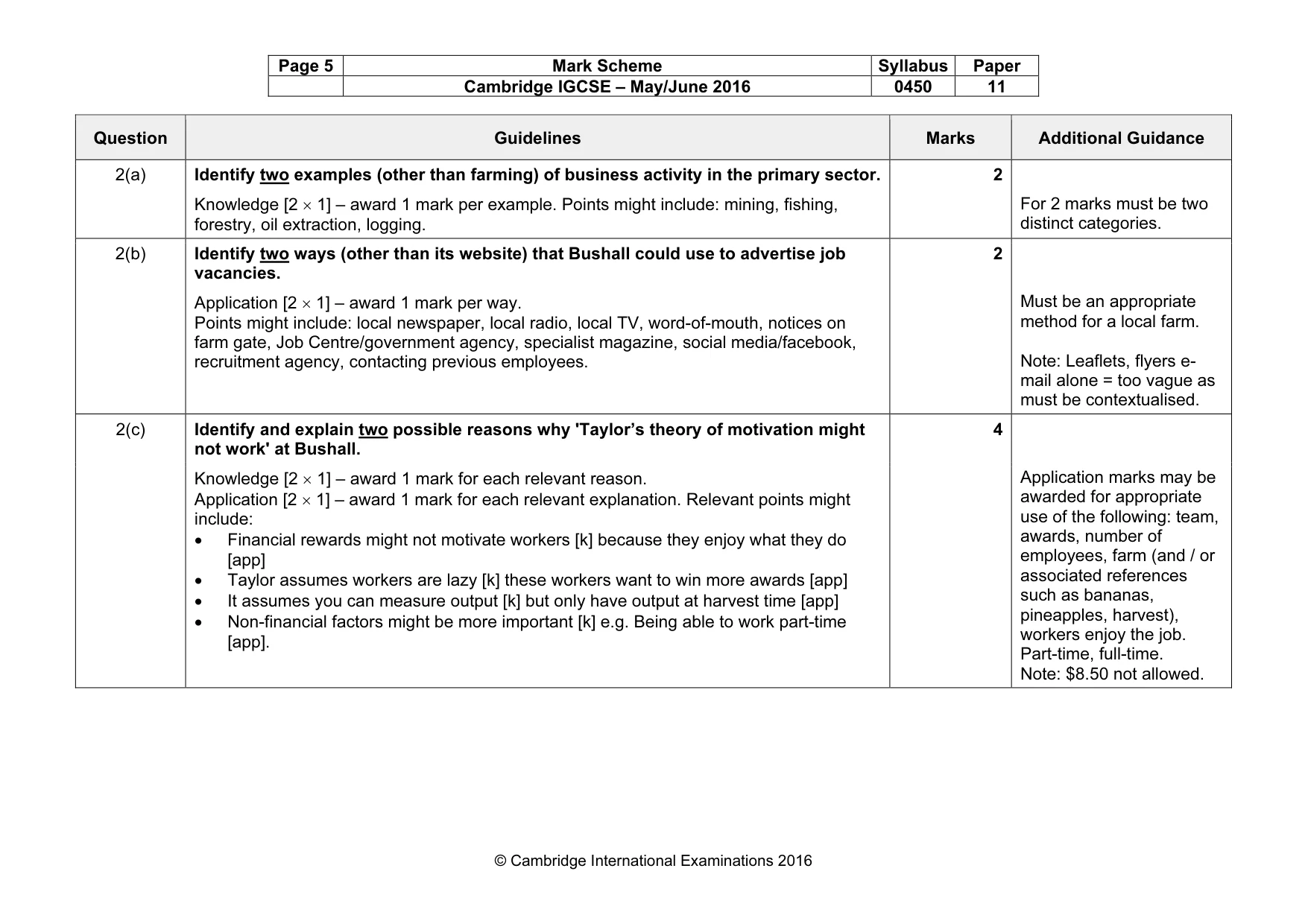 Mark scheme, page 5 of 11