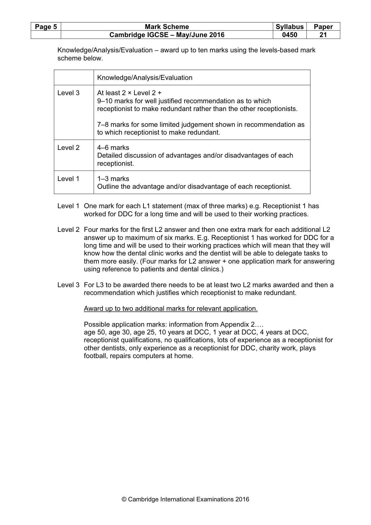 Mark scheme, page 5 of 10