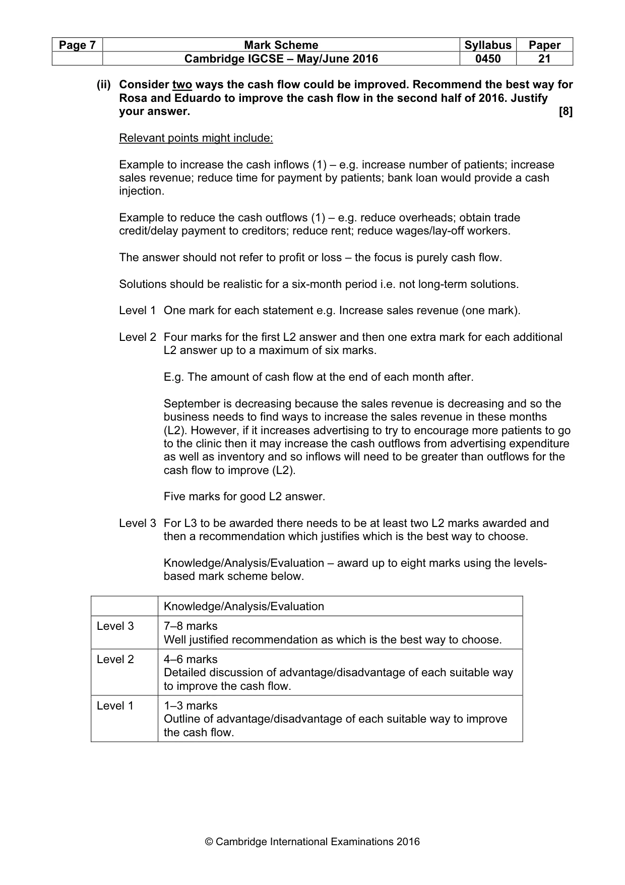 Mark scheme, page 7 of 10