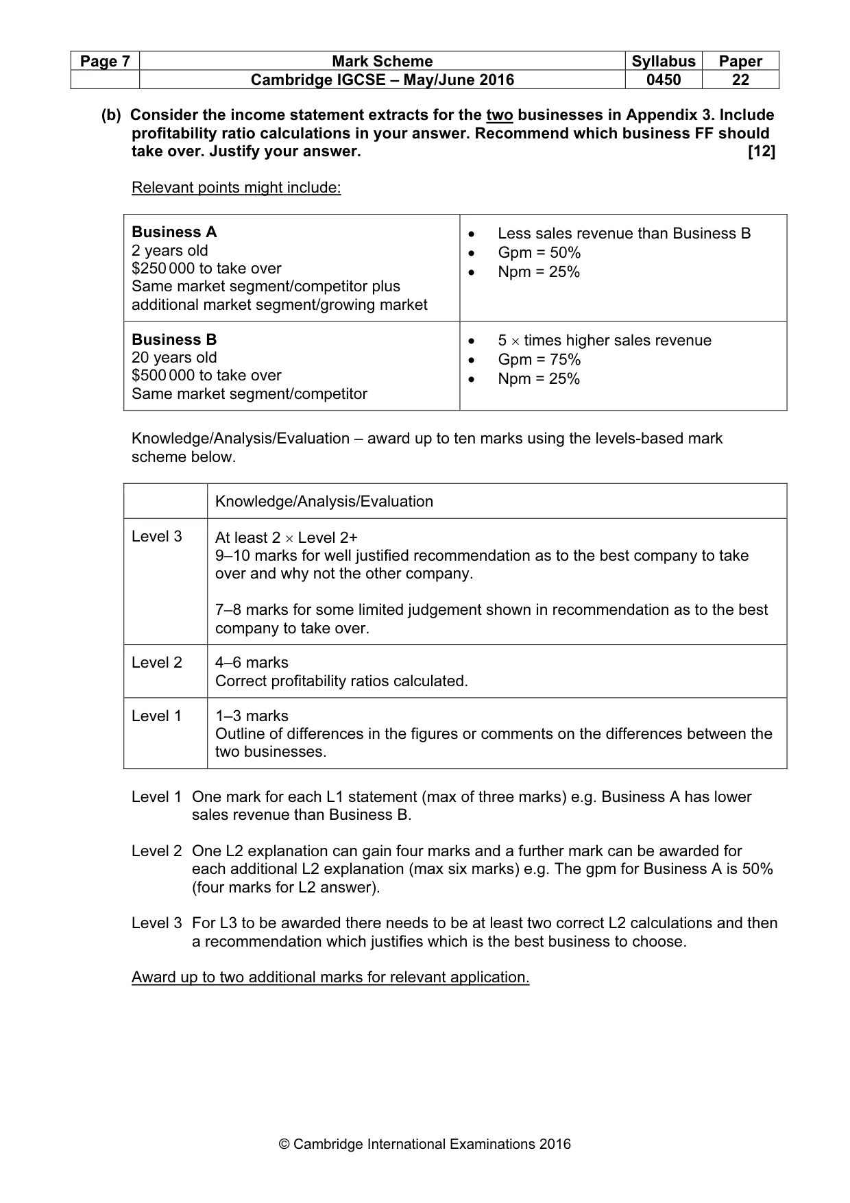 Mark scheme, page 7 of 10