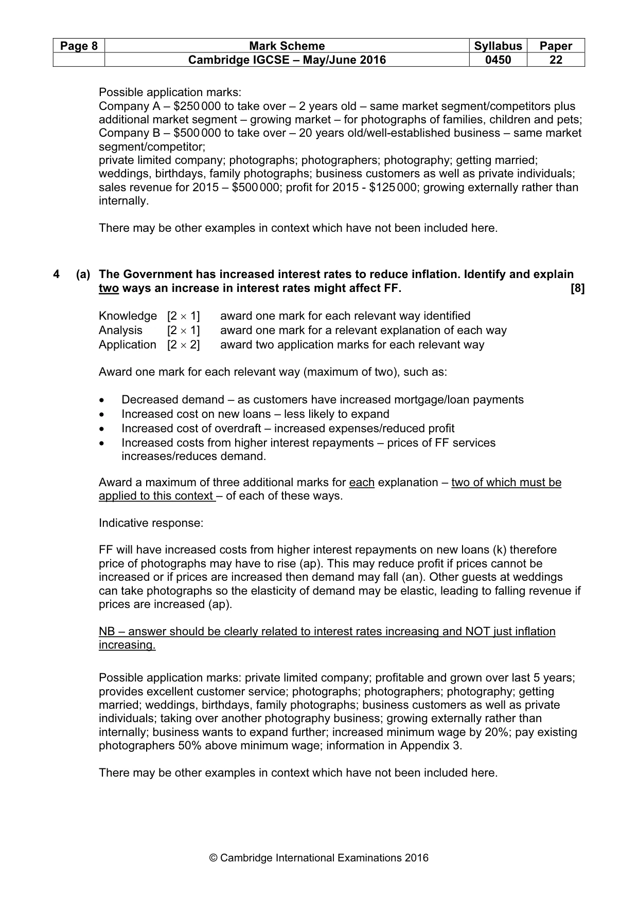 Mark scheme, page 8 of 10
