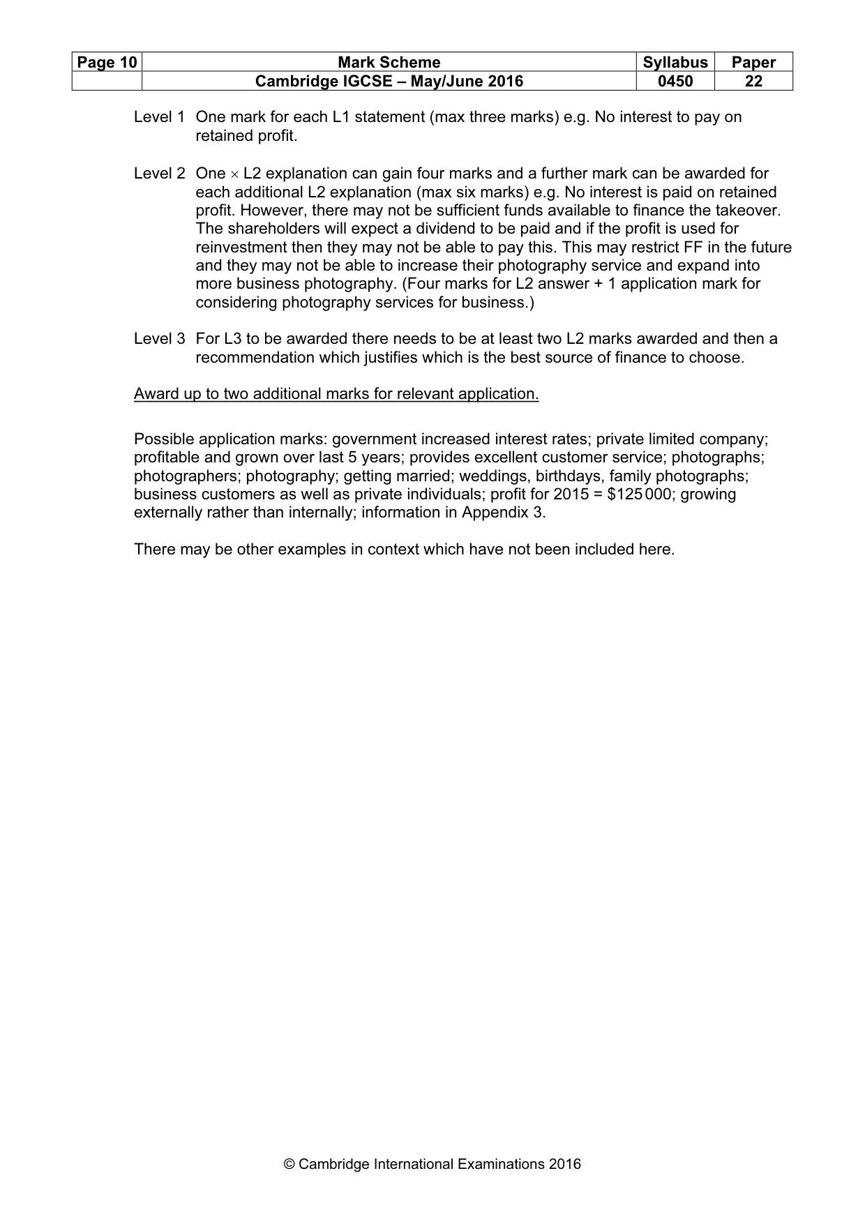Mark scheme, page 10 of 10