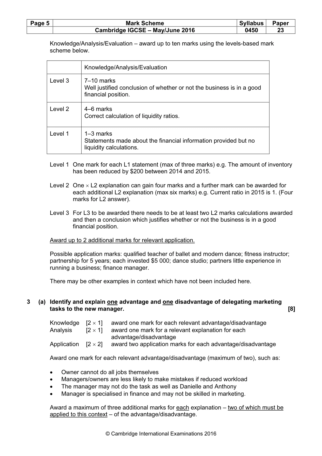 Mark scheme, page 5 of 10