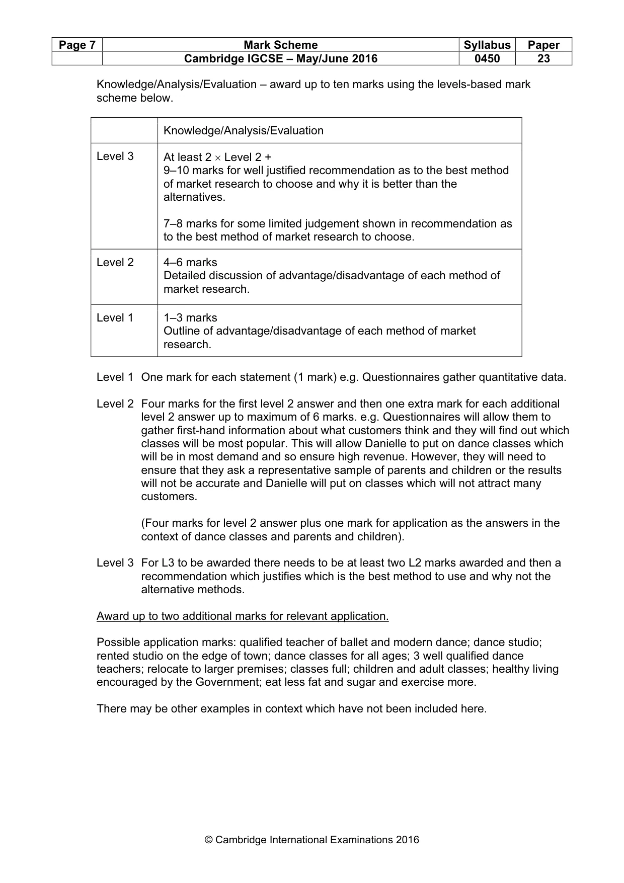 Mark scheme, page 7 of 10