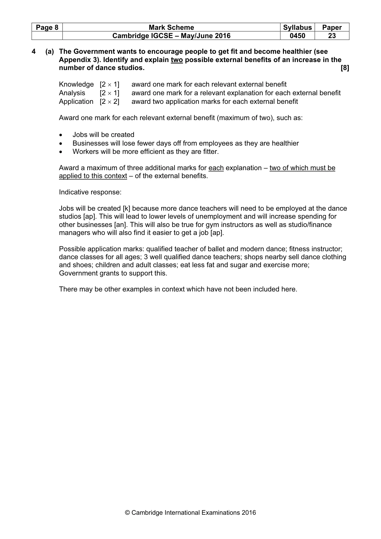 Mark scheme, page 8 of 10