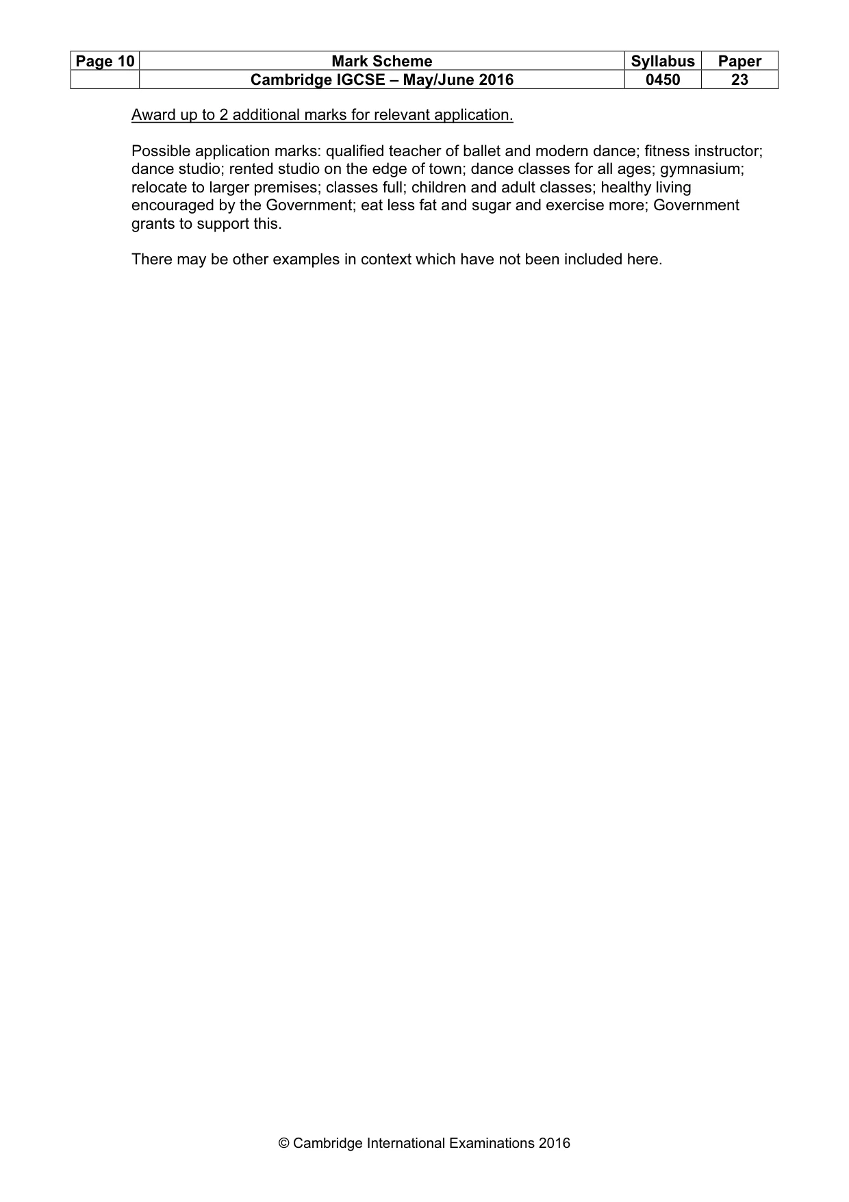 Mark scheme, page 10 of 10