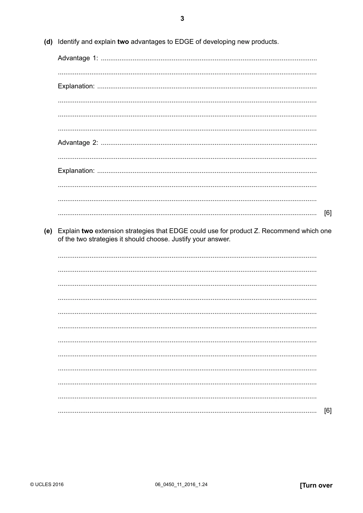 Cambridge IGCSE Business Studies 0450 2016 May/June Paper 1 · Variant 1 question paper, page 3 of 12