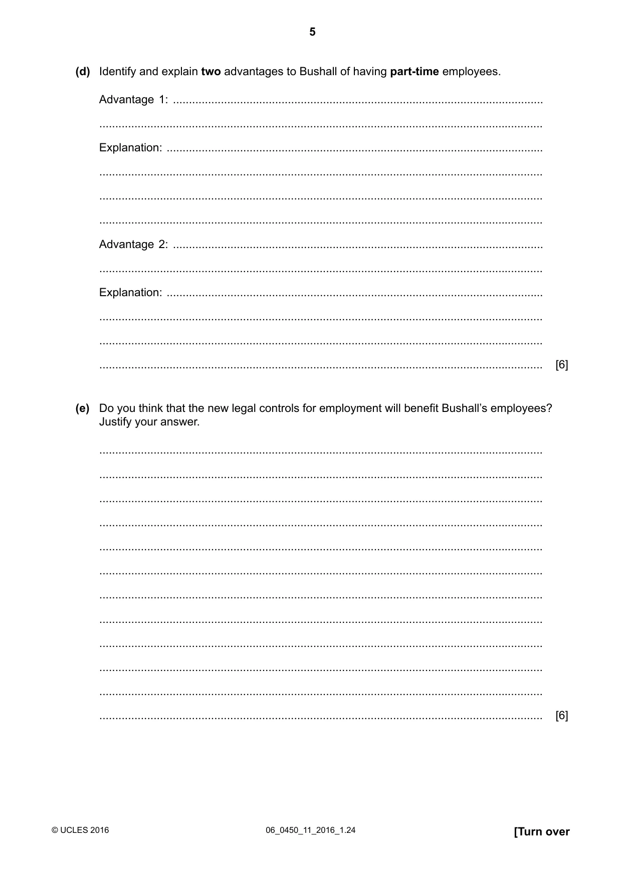 Cambridge IGCSE Business Studies 0450 2016 May/June Paper 1 · Variant 1 question paper, page 5 of 12
