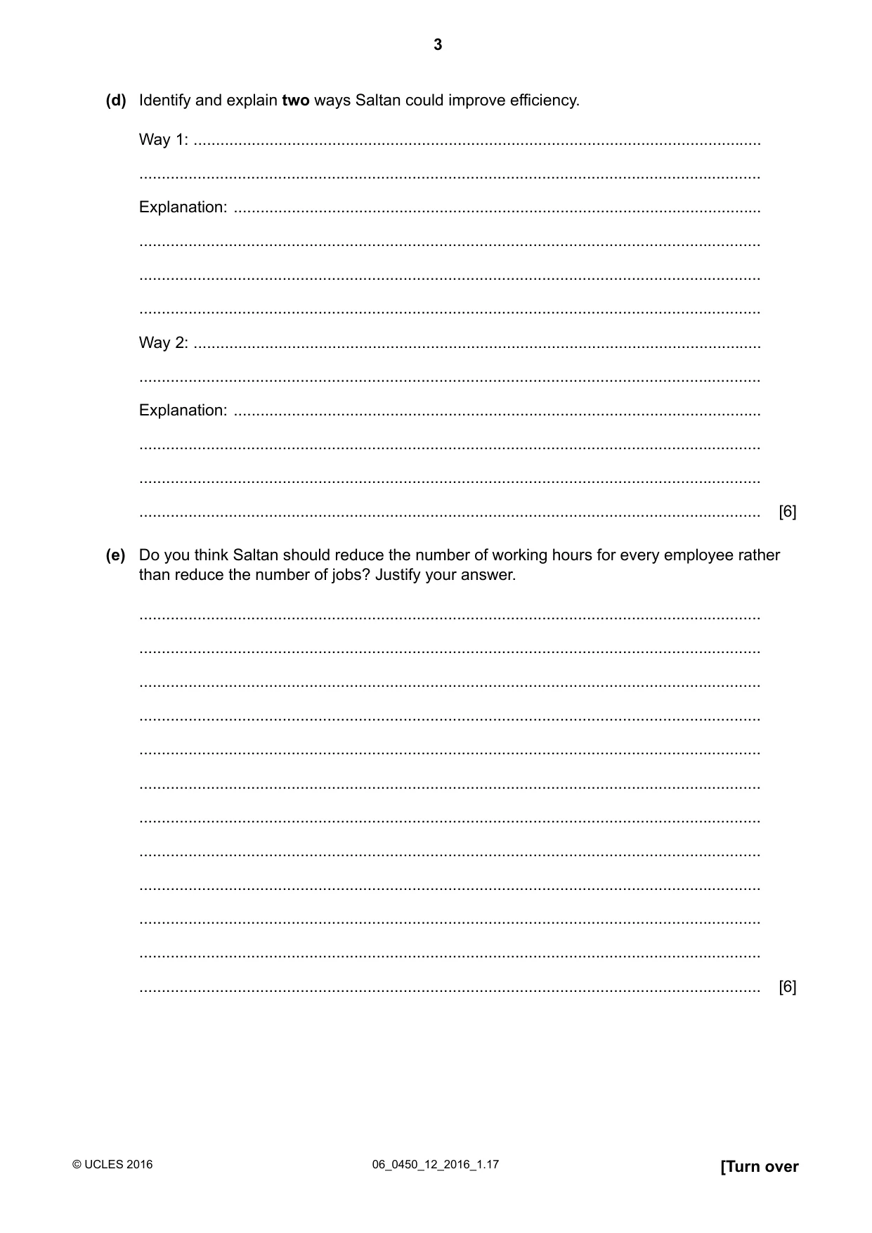 Cambridge IGCSE Business Studies 0450 2016 May/June Paper 1 · Variant 2 question paper, page 3 of 12