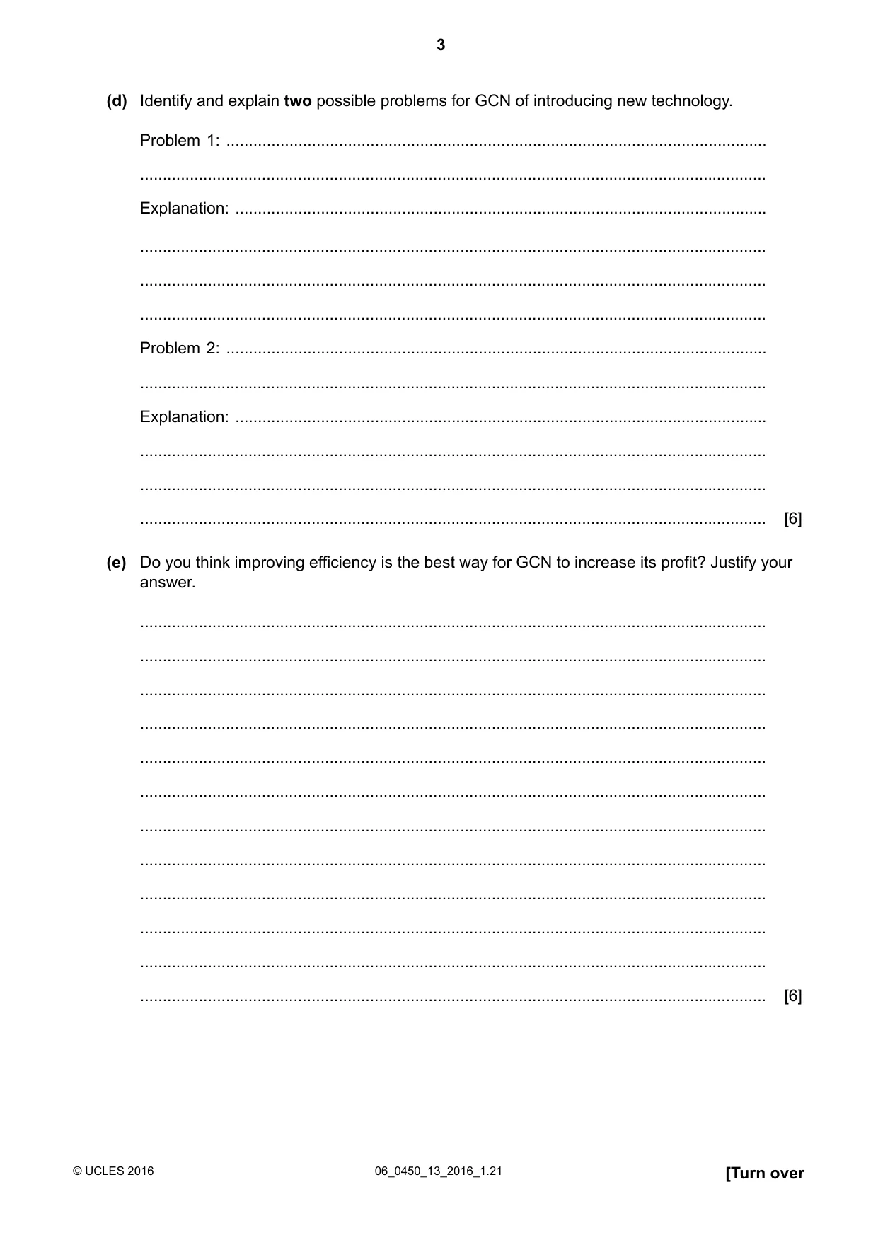 Cambridge IGCSE Business Studies 0450 2016 May/June Paper 1 · Variant 3 question paper, page 3 of 12