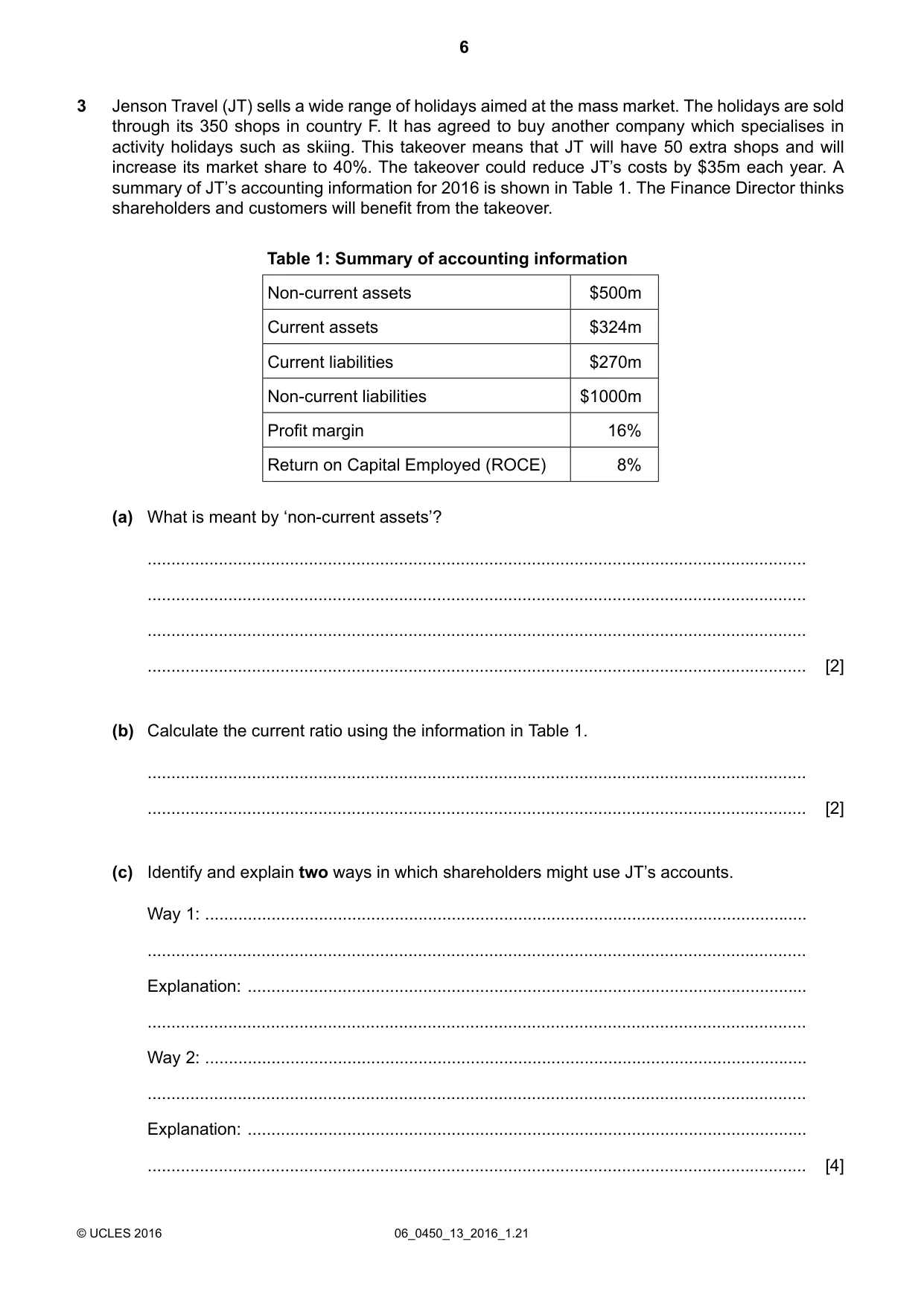 Cambridge IGCSE Business Studies 0450 2016 May/June Paper 1 · Variant 3 question paper, page 6 of 12