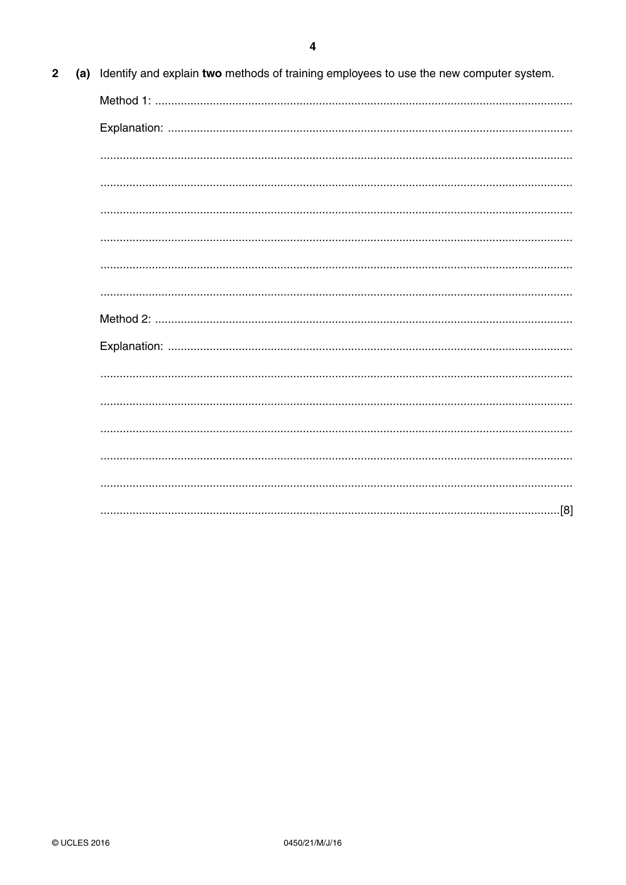 Cambridge IGCSE Business Studies 0450 2016 May/June Paper 2 · Variant 1 question paper, page 4 of 12