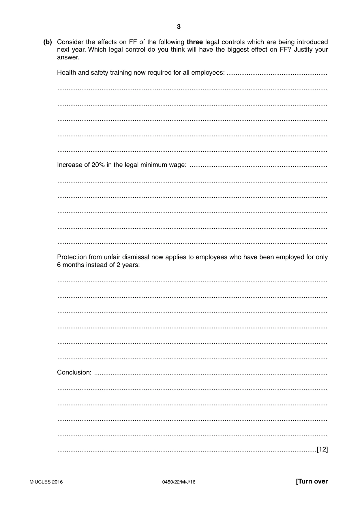 Cambridge IGCSE Business Studies 0450 2016 May/June Paper 2 · Variant 2 question paper, page 3 of 12