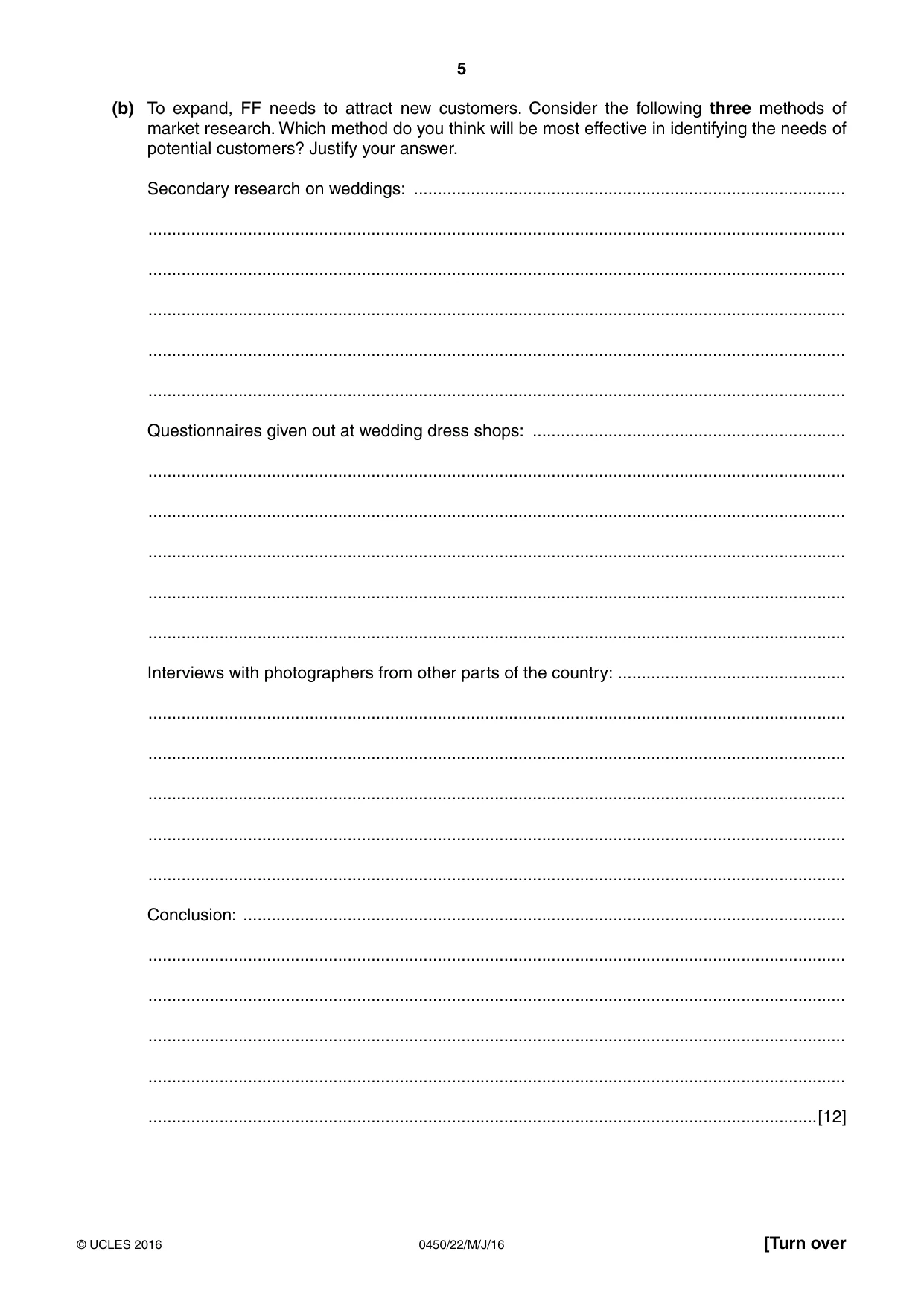 Cambridge IGCSE Business Studies 0450 2016 May/June Paper 2 · Variant 2 question paper, page 5 of 12