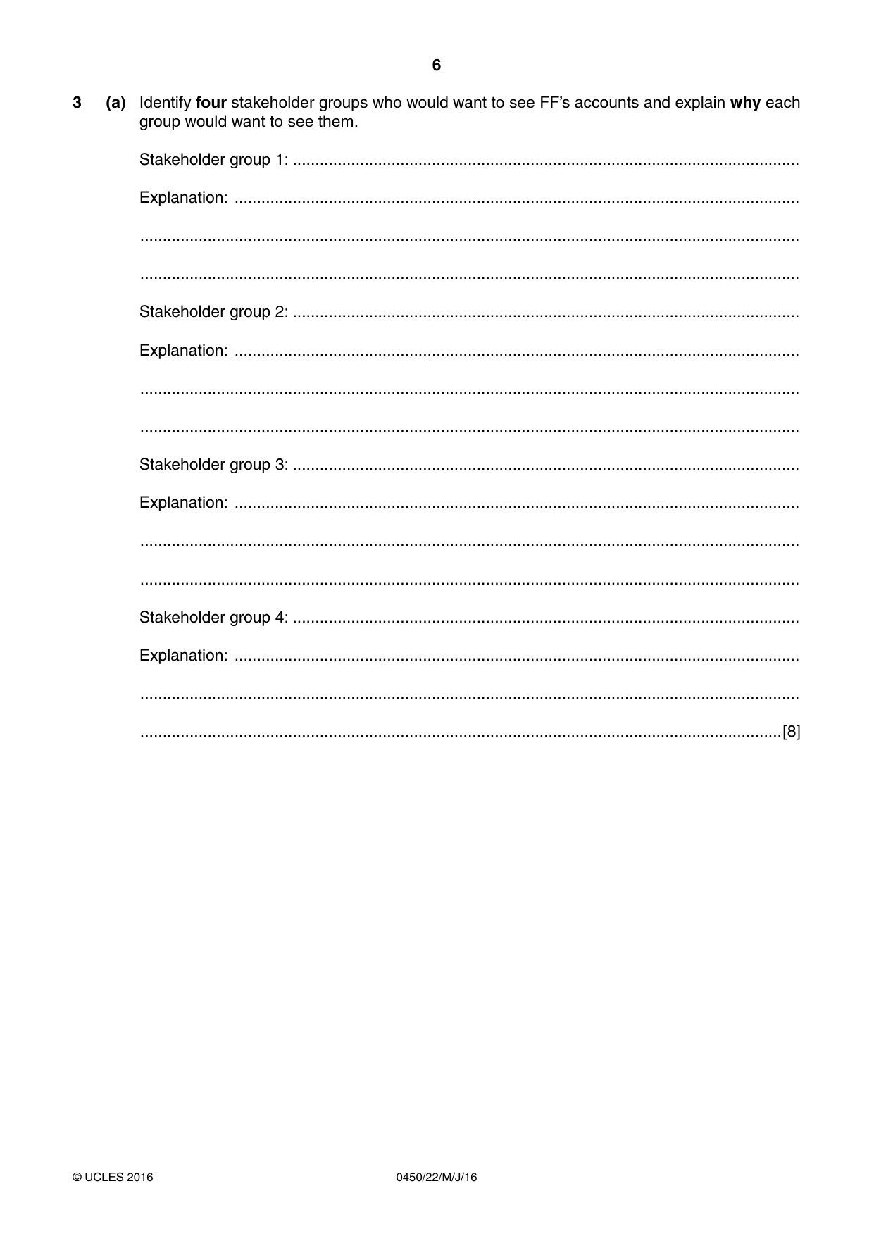 Cambridge IGCSE Business Studies 0450 2016 May/June Paper 2 · Variant 2 question paper, page 6 of 12