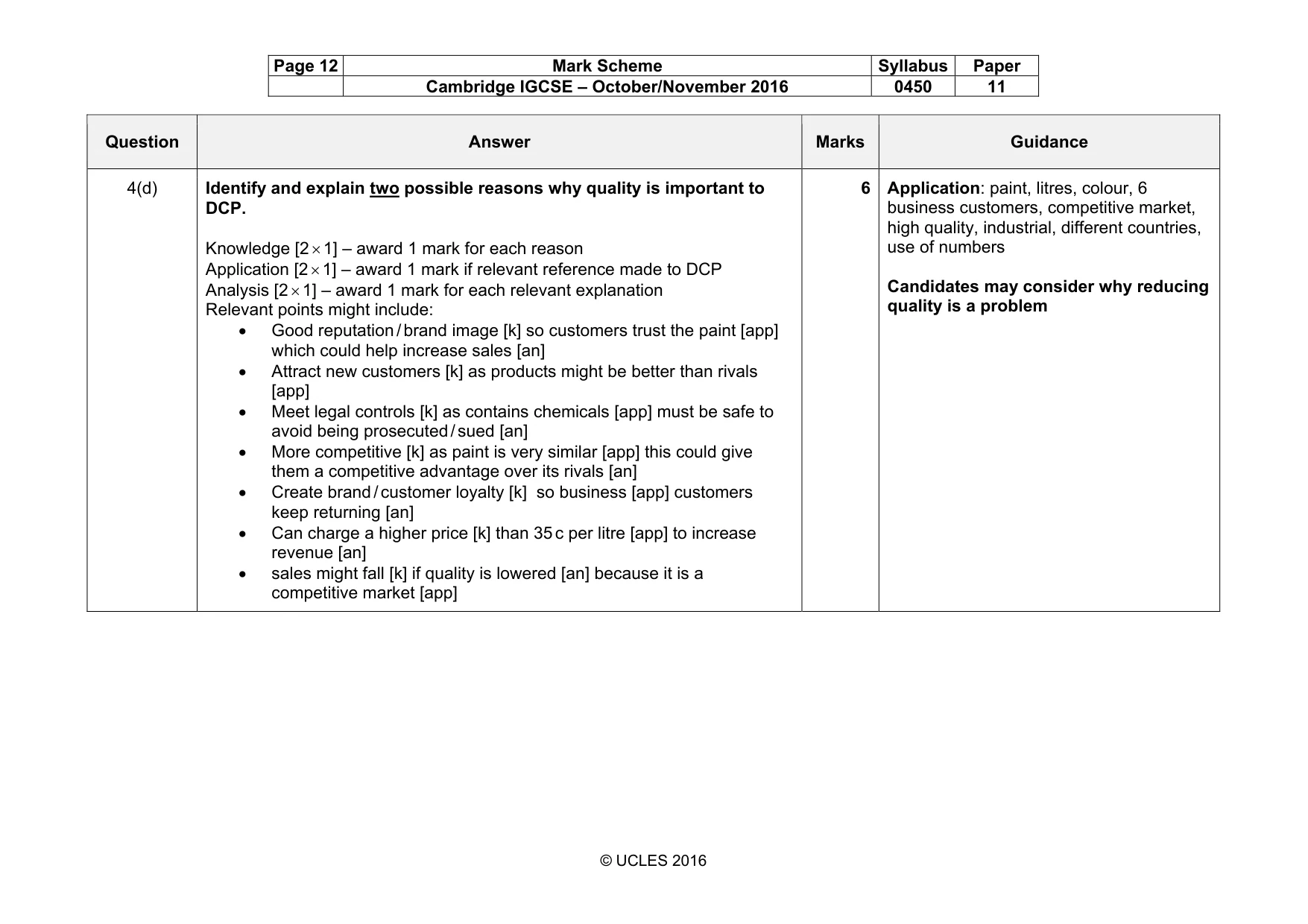 Mark scheme, page 12 of 13